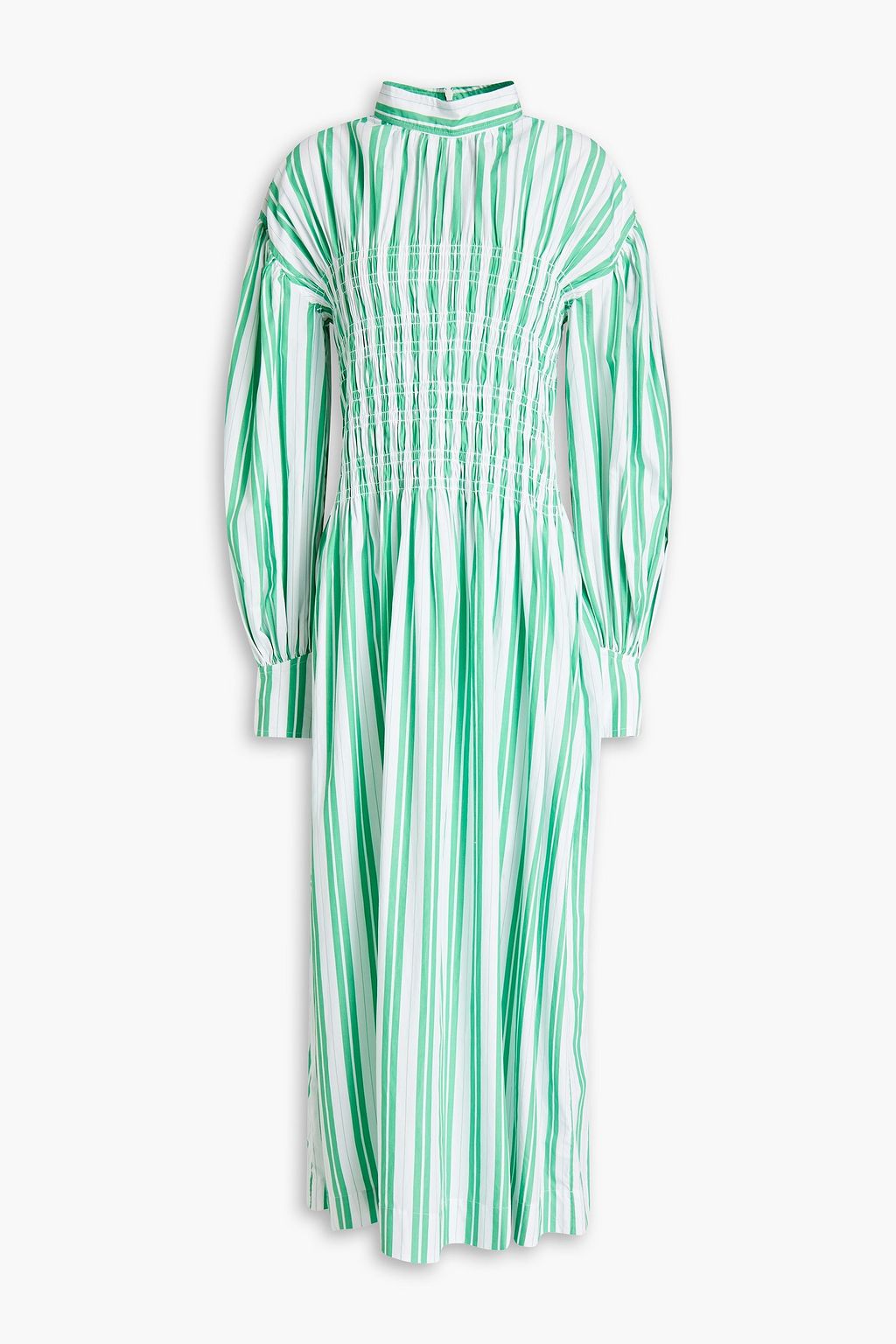 Green Shirred striped organic cotton 