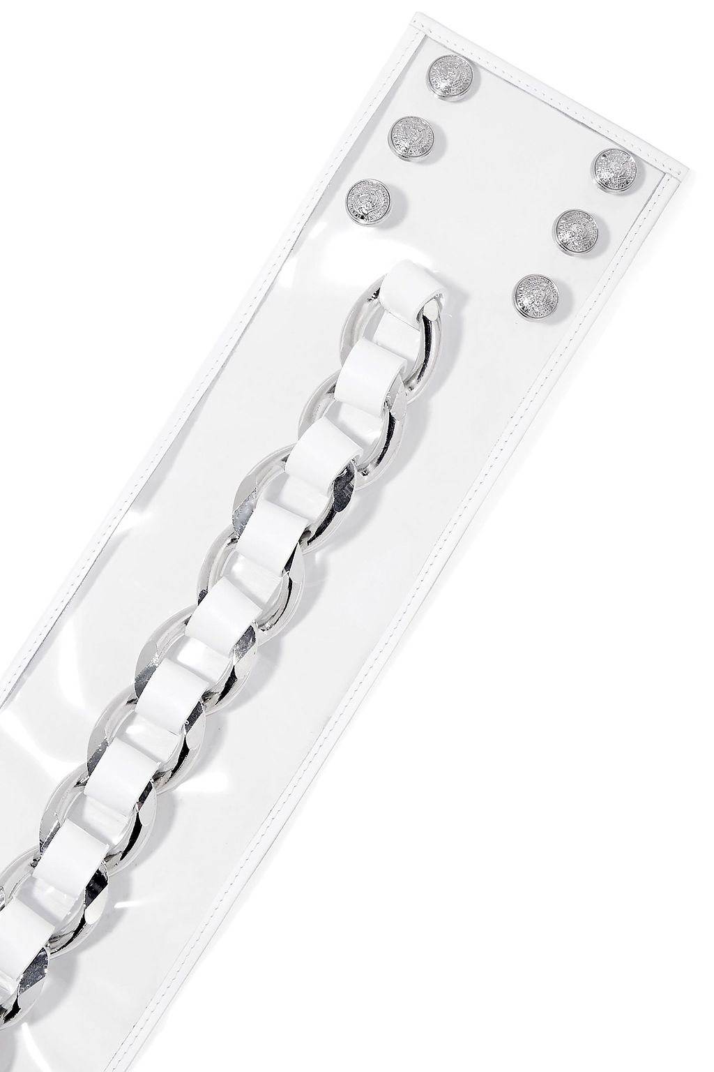 BALMAIN Leather-trimmed chain-embellished PVC waist belt