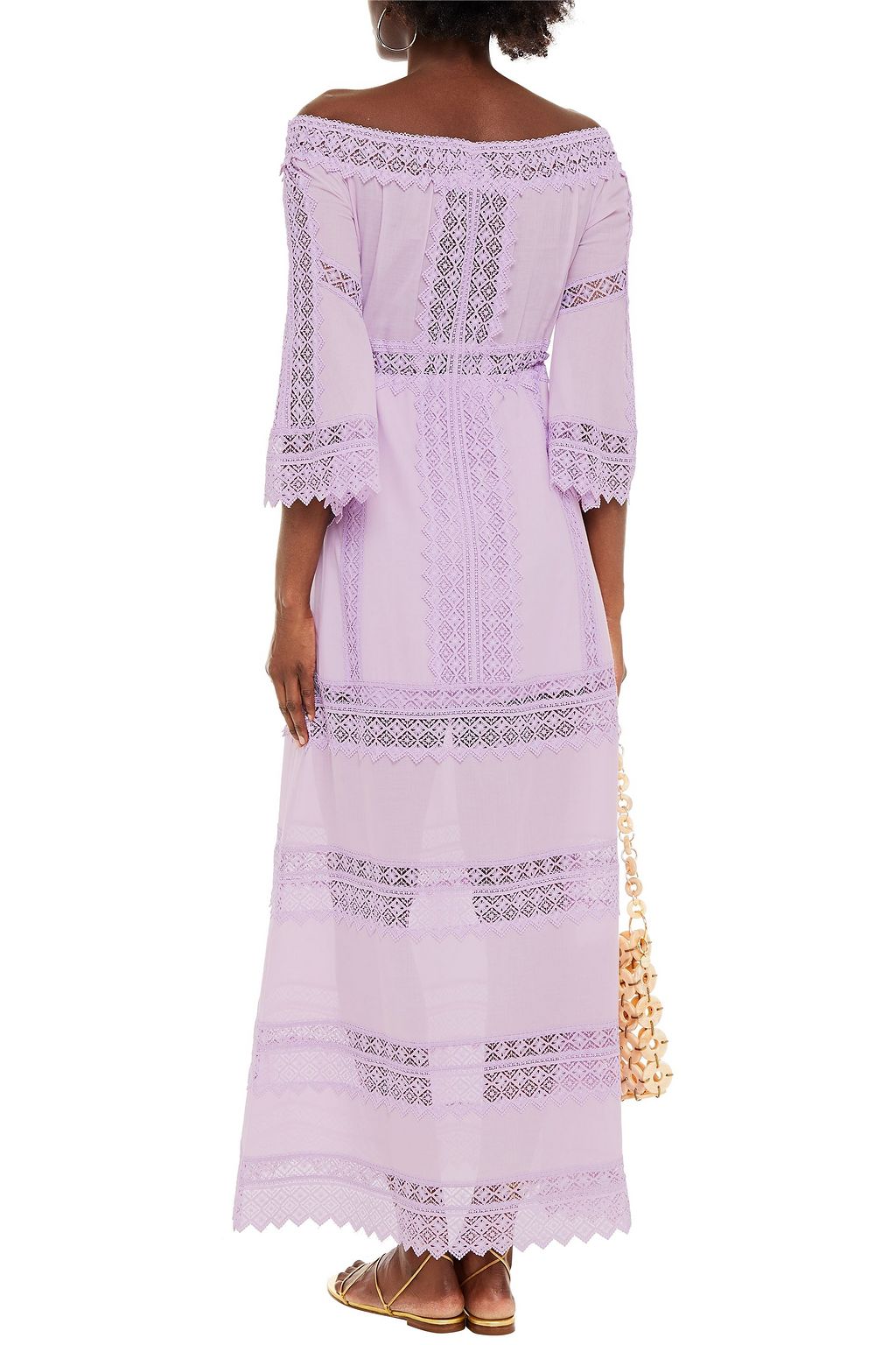 CHARO RUIZ IBIZA Gamma crocheted lace-paneled cotton-blend voile maxi dress