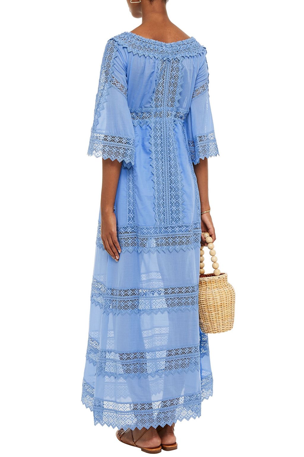 CHARO RUIZ IBIZA Gamma crocheted lace-paneled cotton-blend voile maxi dress