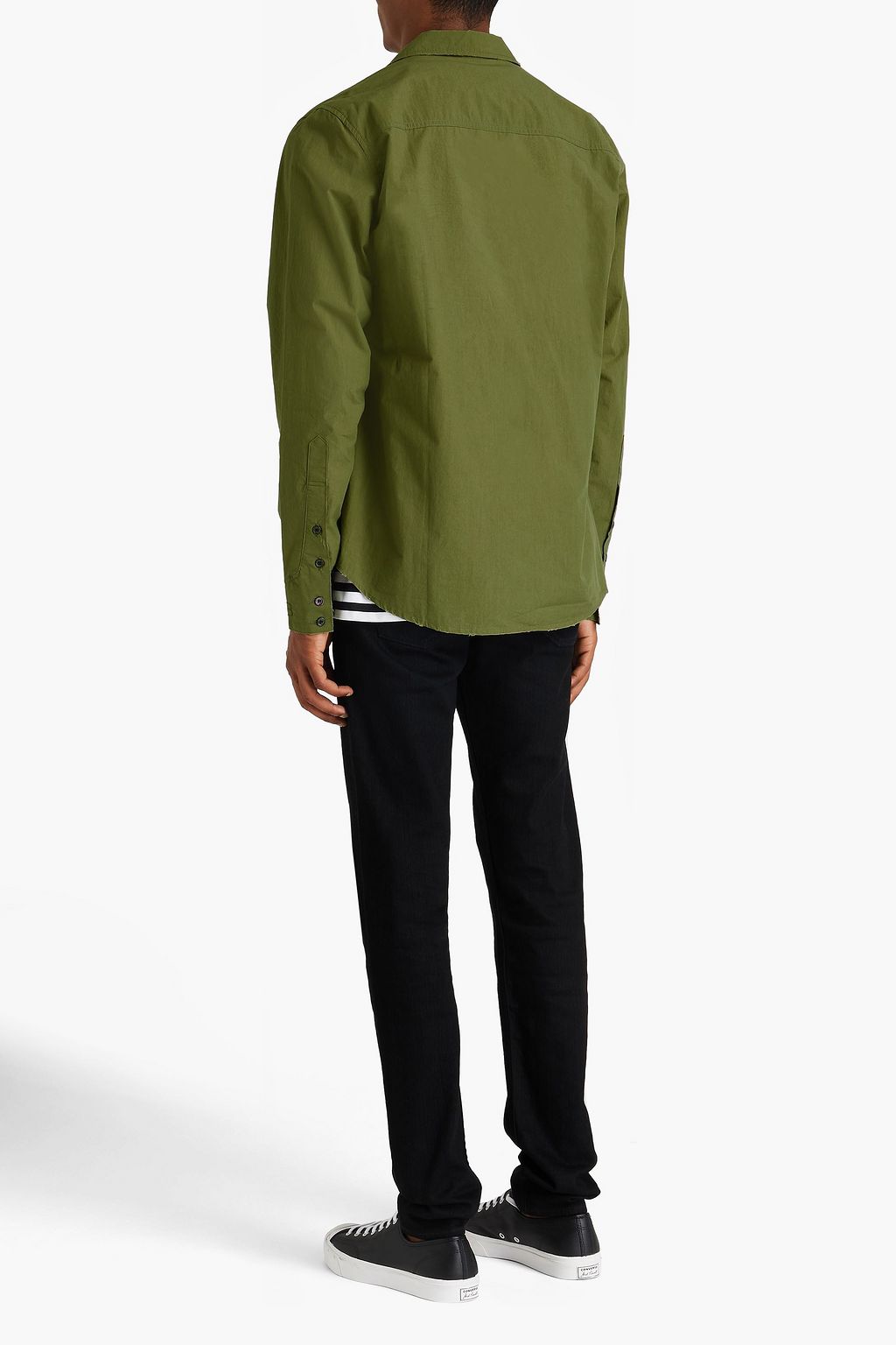 BALMAIN Distressed cotton-poplin shirt