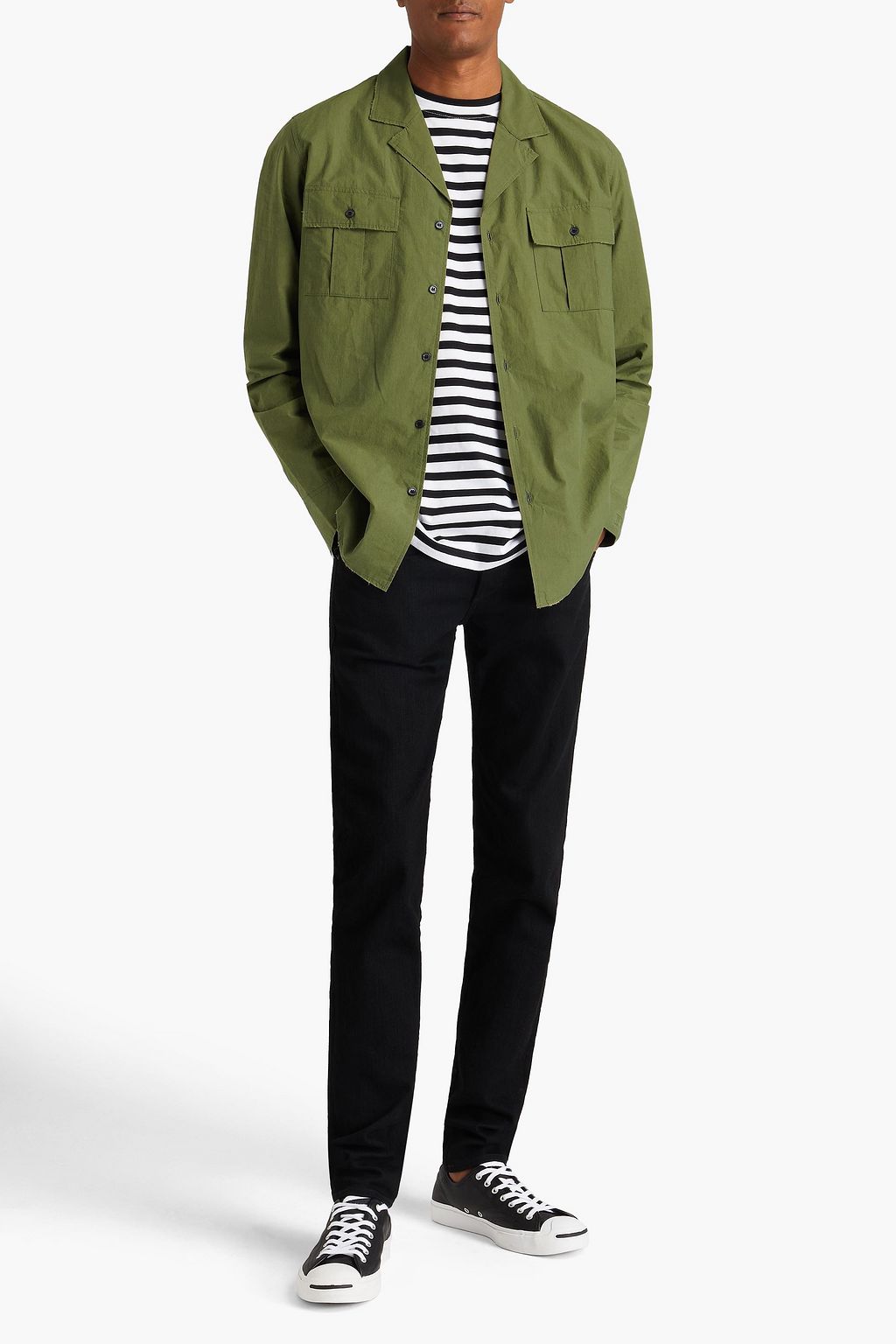 BALMAIN Distressed cotton-poplin shirt