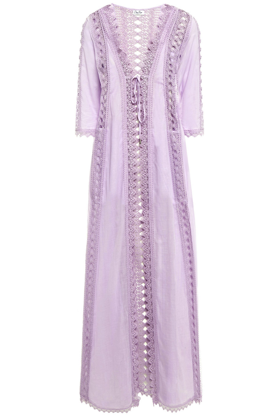 Charo Ruiz Ibiza Woman Ali Crocheted Lace-trimmed Cotton-blend Voile Kimono Lilac Size XS