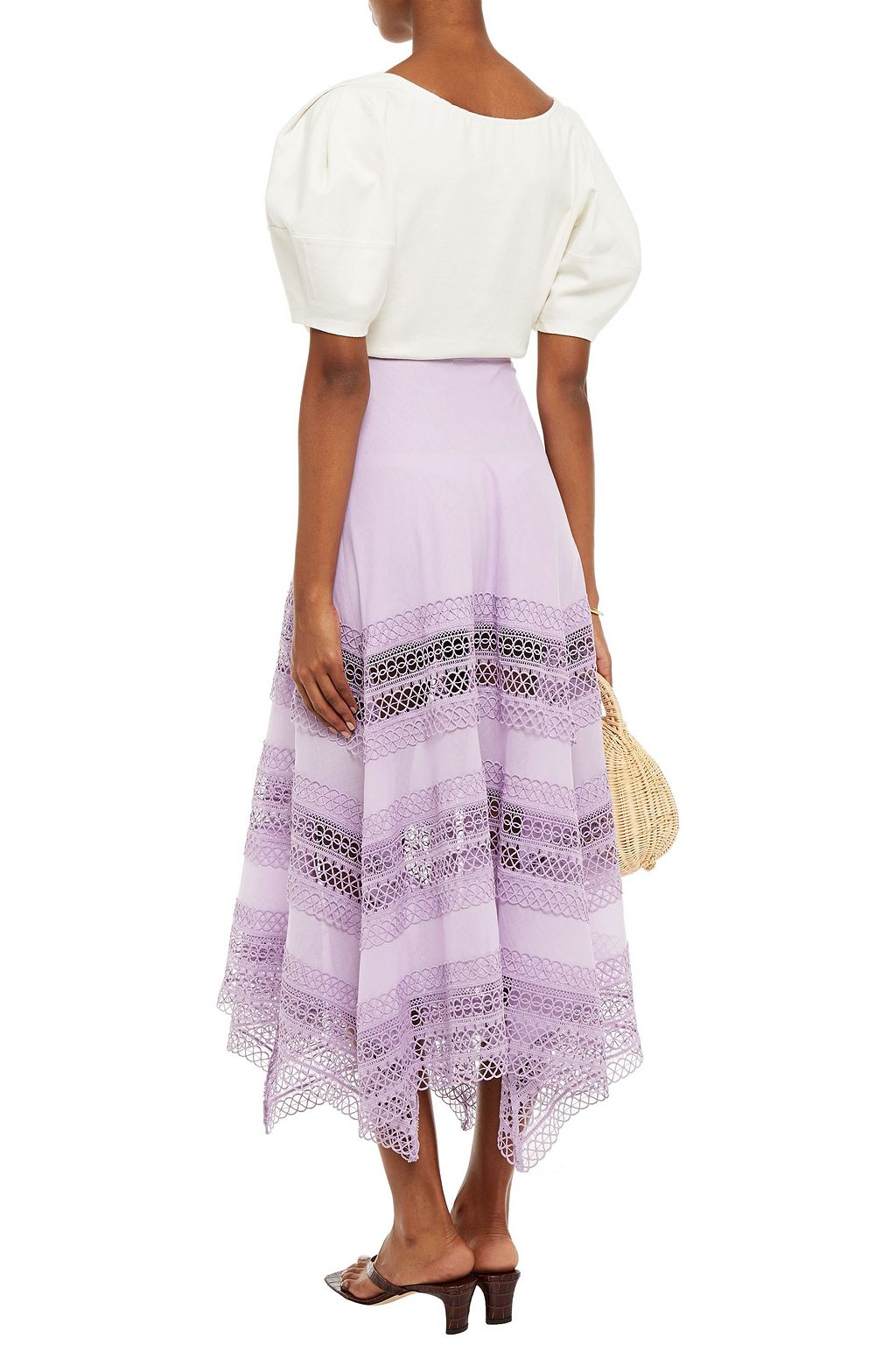 CHARO RUIZ IBIZA Benna crocheted lace and cotton-blend voile midi skirt