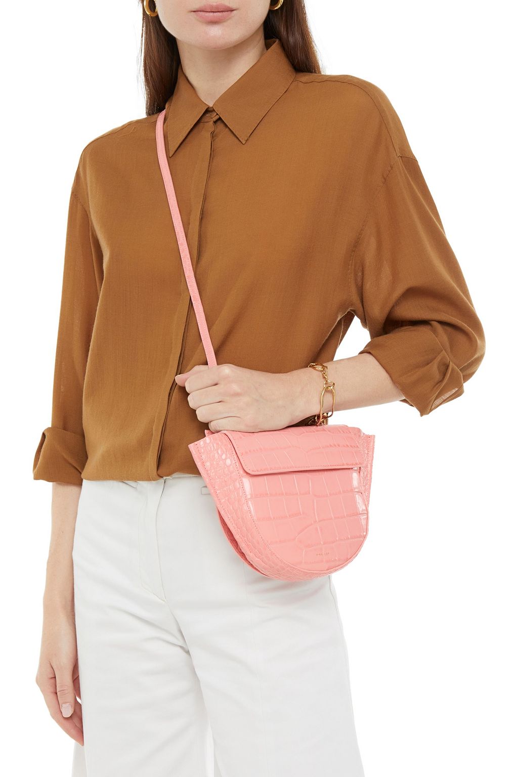 WANDLER Hortensia mini croc-effect leather shoulder bag
