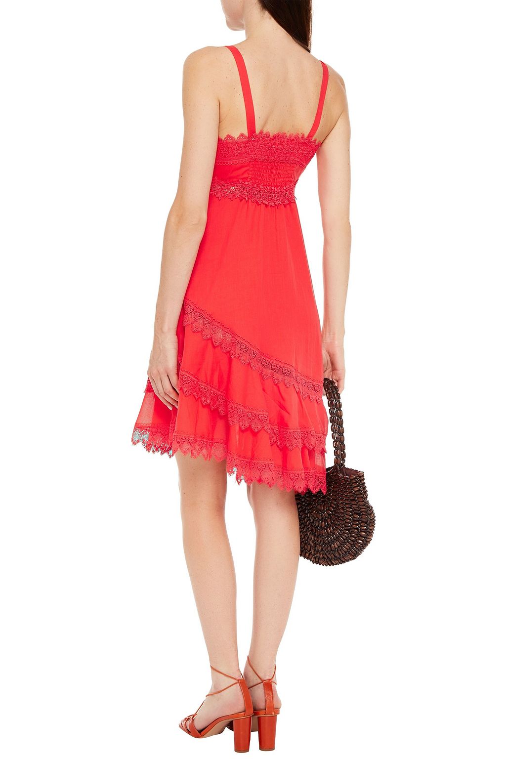 CHARO RUIZ IBIZA Asymmetric crocheted lace and cotton-blend voile dress