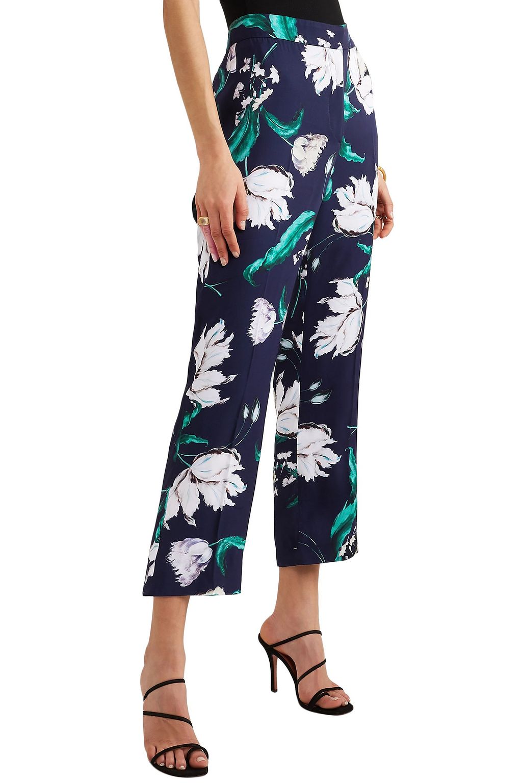 ERDEM Giana floral-print satin-twill straight-leg pants