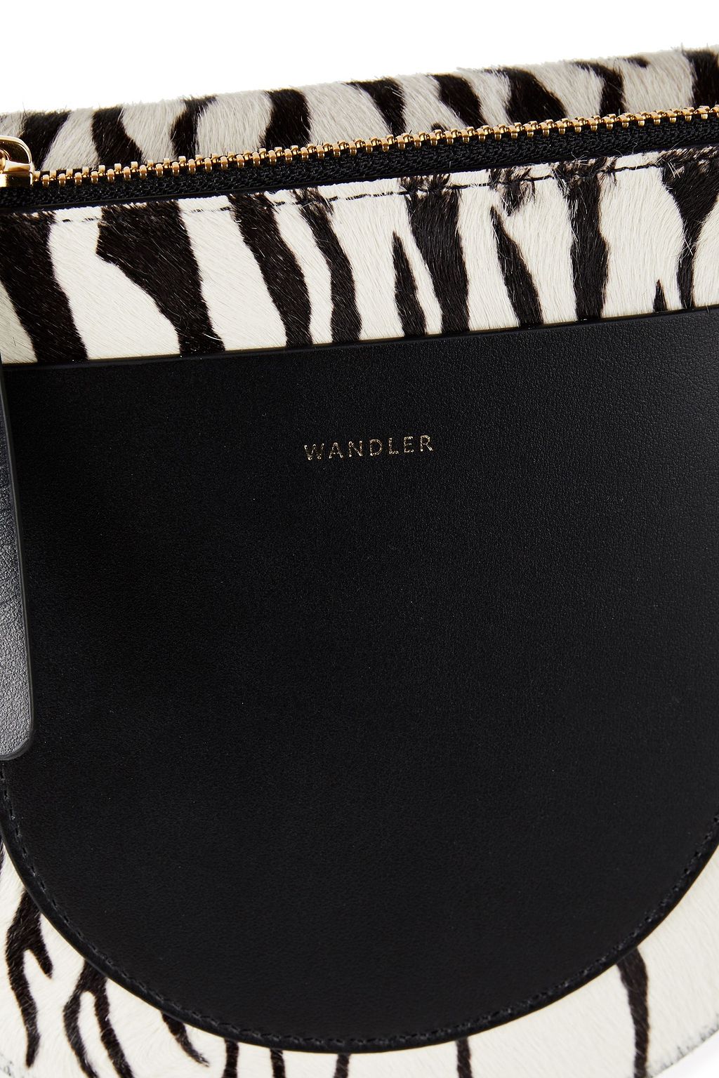 WANDLER Hortensia mini zebra-print calf hair and leather shoulder bag