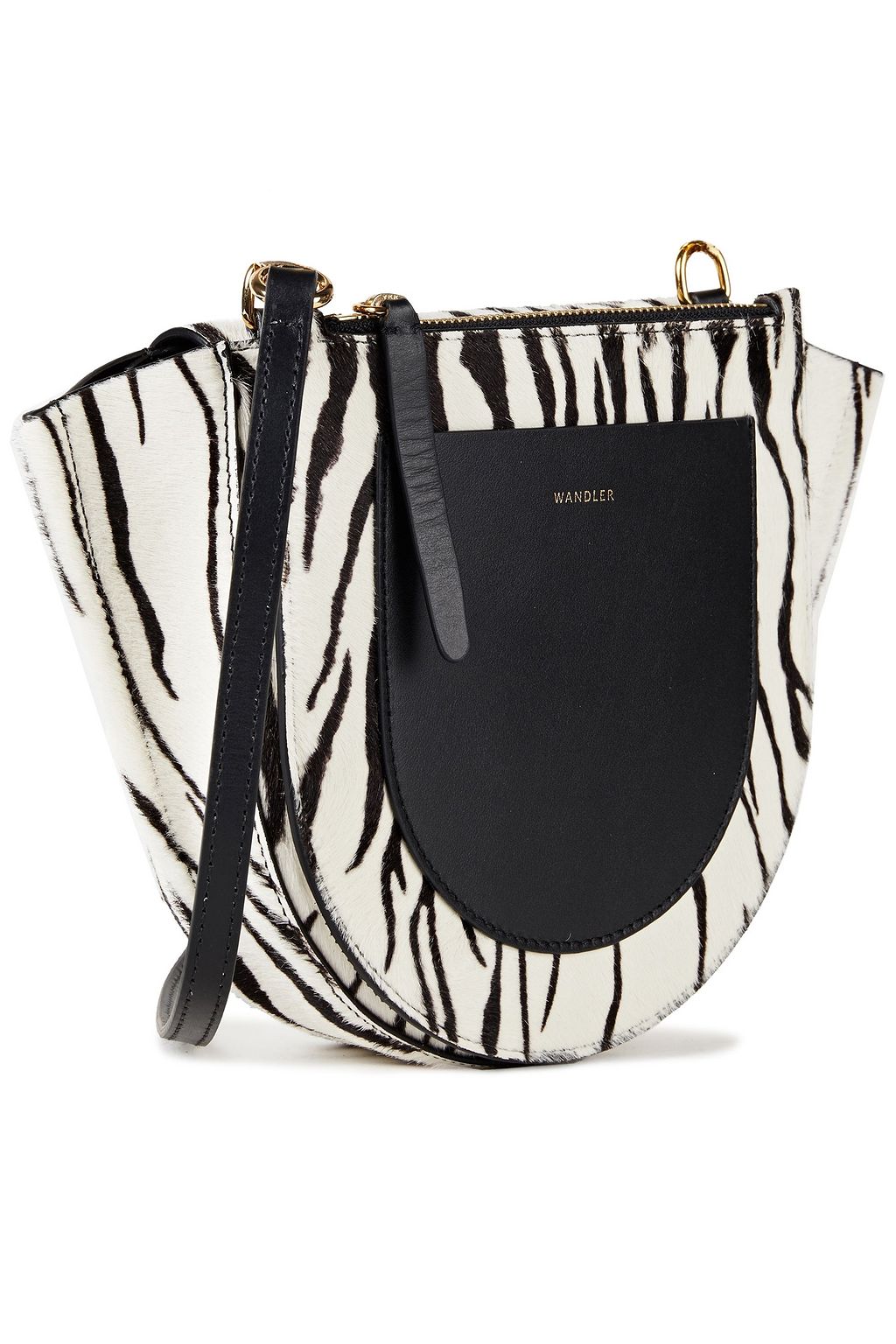 WANDLER Hortensia mini zebra-print calf hair and leather shoulder bag