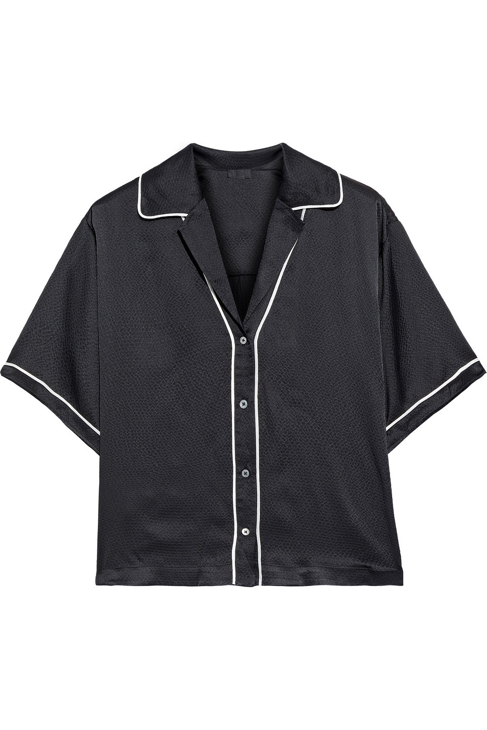 Atm Anthony Thomas Melillo Woman Hammered Silk-satin Shirt Black Size L