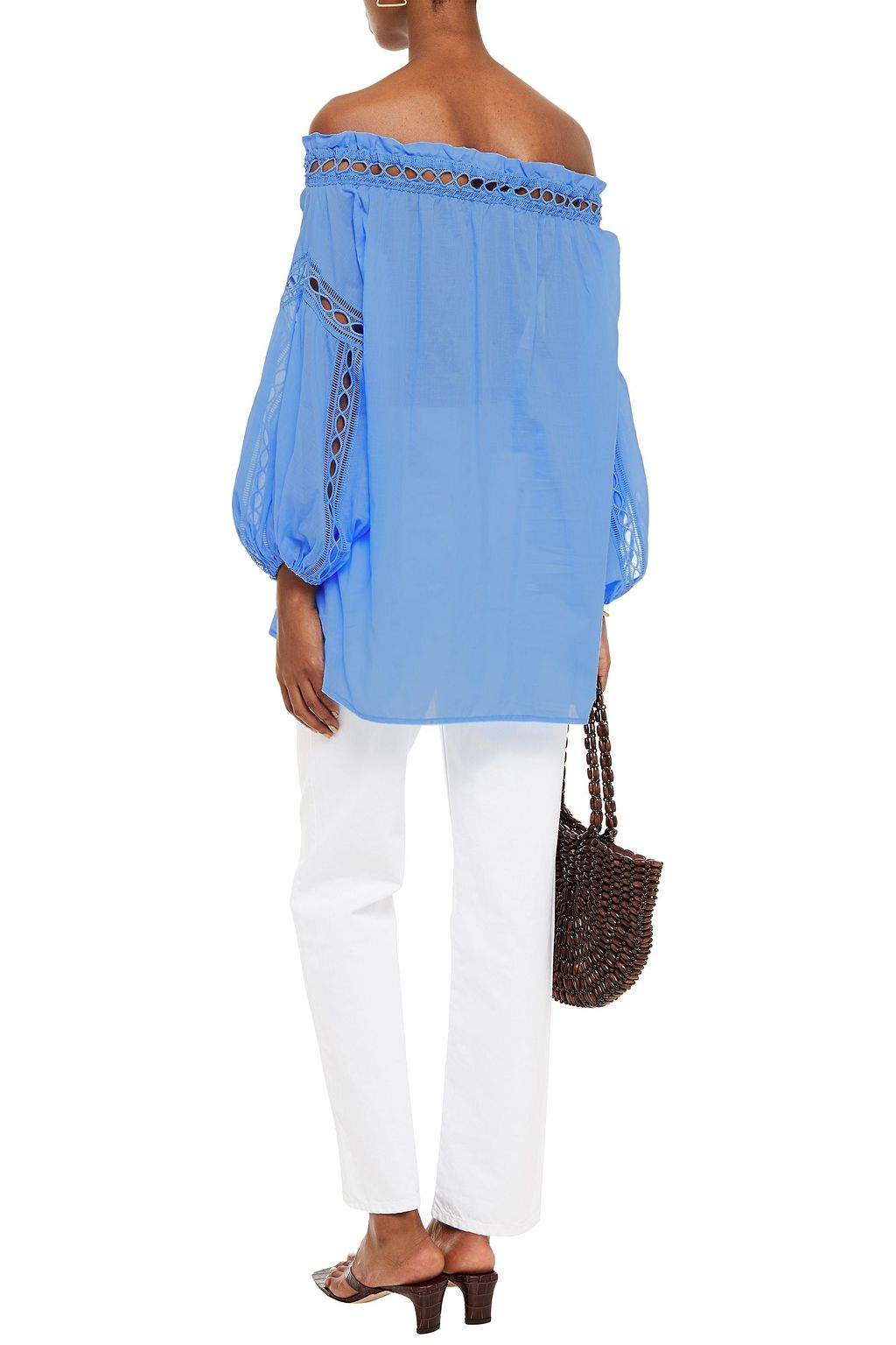 CHARO RUIZ IBIZA Arida off-the-shoulder crocheted lace-trimmed cotton-blend voile blouse