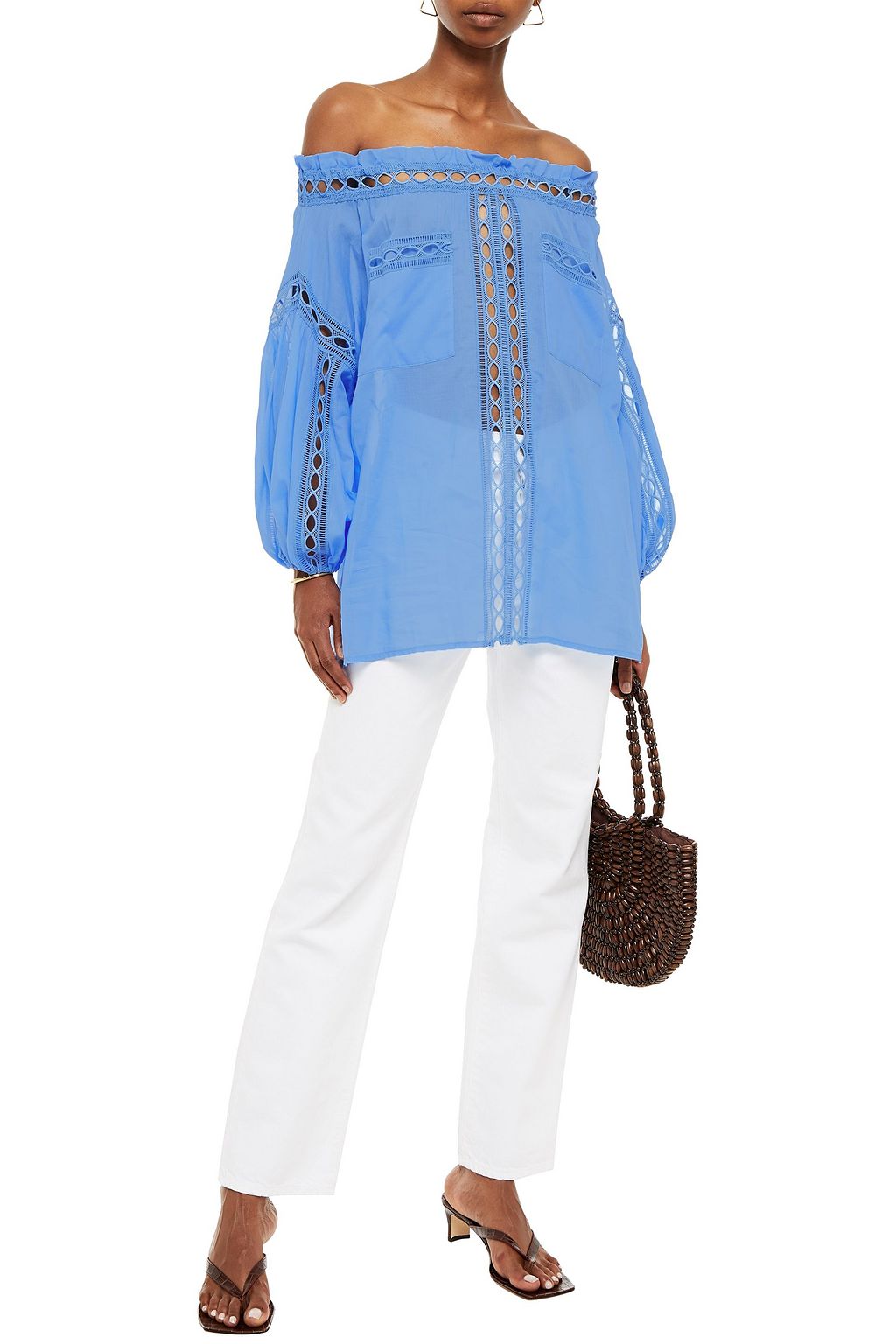 CHARO RUIZ IBIZA Arida off-the-shoulder crocheted lace-trimmed cotton-blend voile blouse