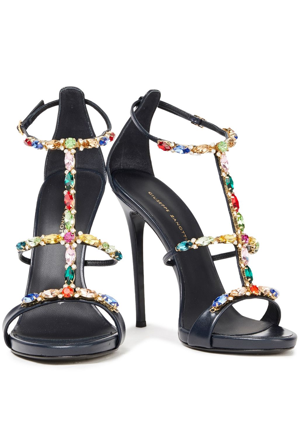 GIUSEPPE ZANOTTI Crystal-embellished leather sandals