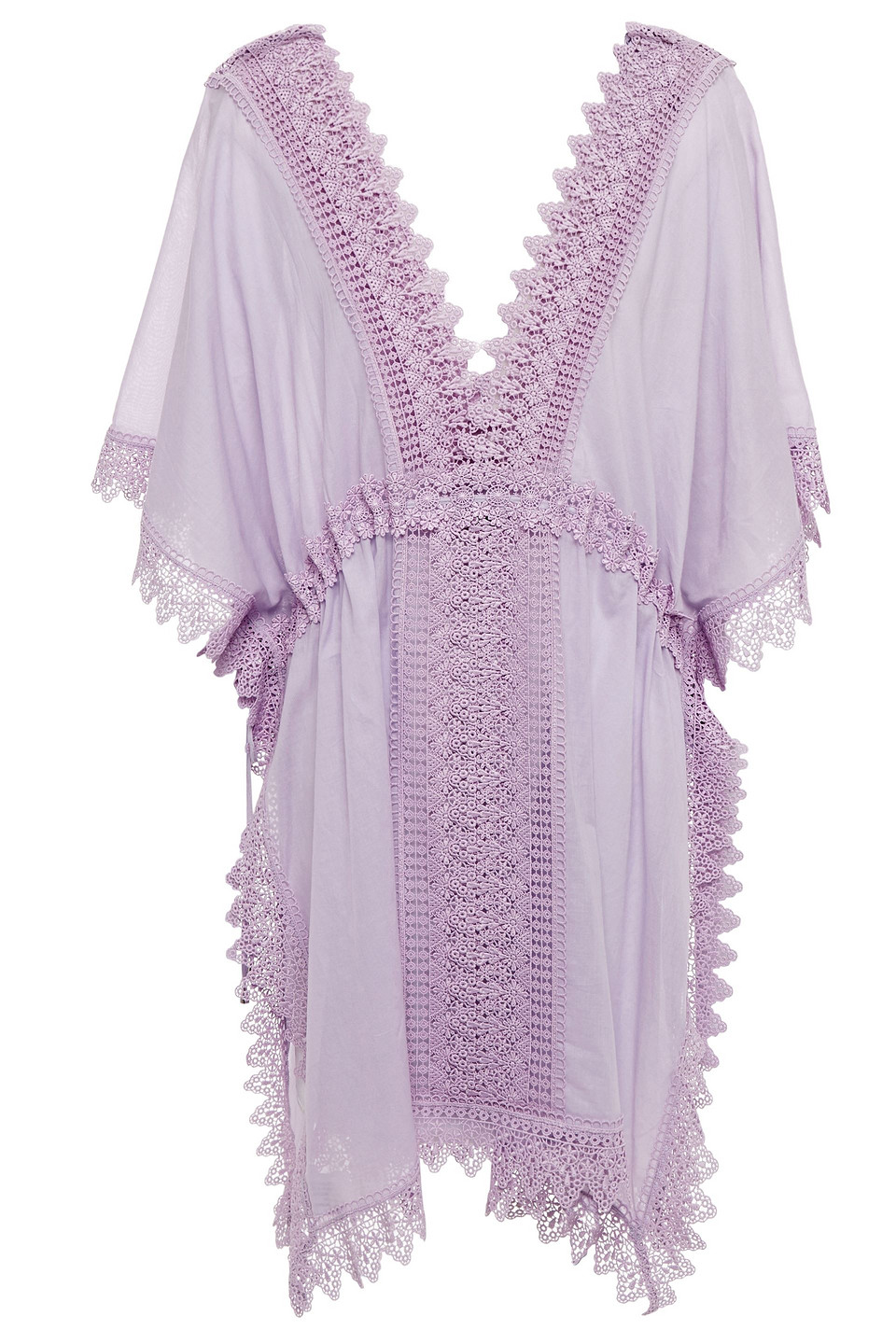 Charo Ruiz Ibiza Woman Lina Crocheted Lace And Cotton-blend Voile Dress Lilac Size XL
