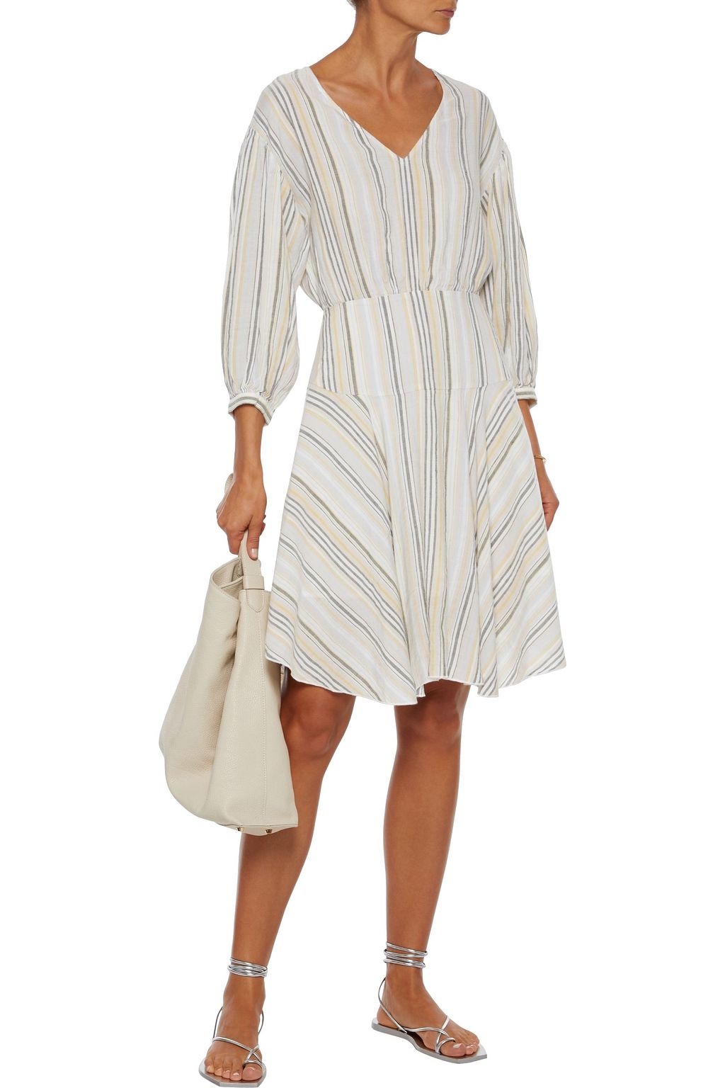 ATM ANTHONY THOMAS MELILLO Asymmetric striped linen-blend dress