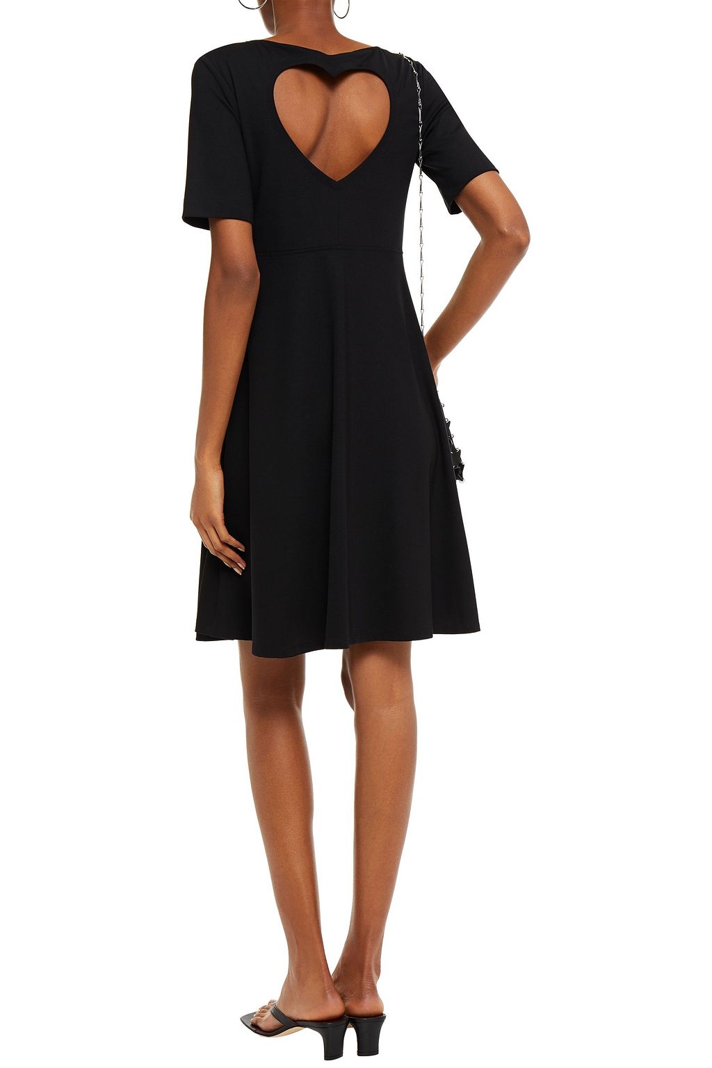 LOVE MOSCHINO Gathered cutout ponte mini dress