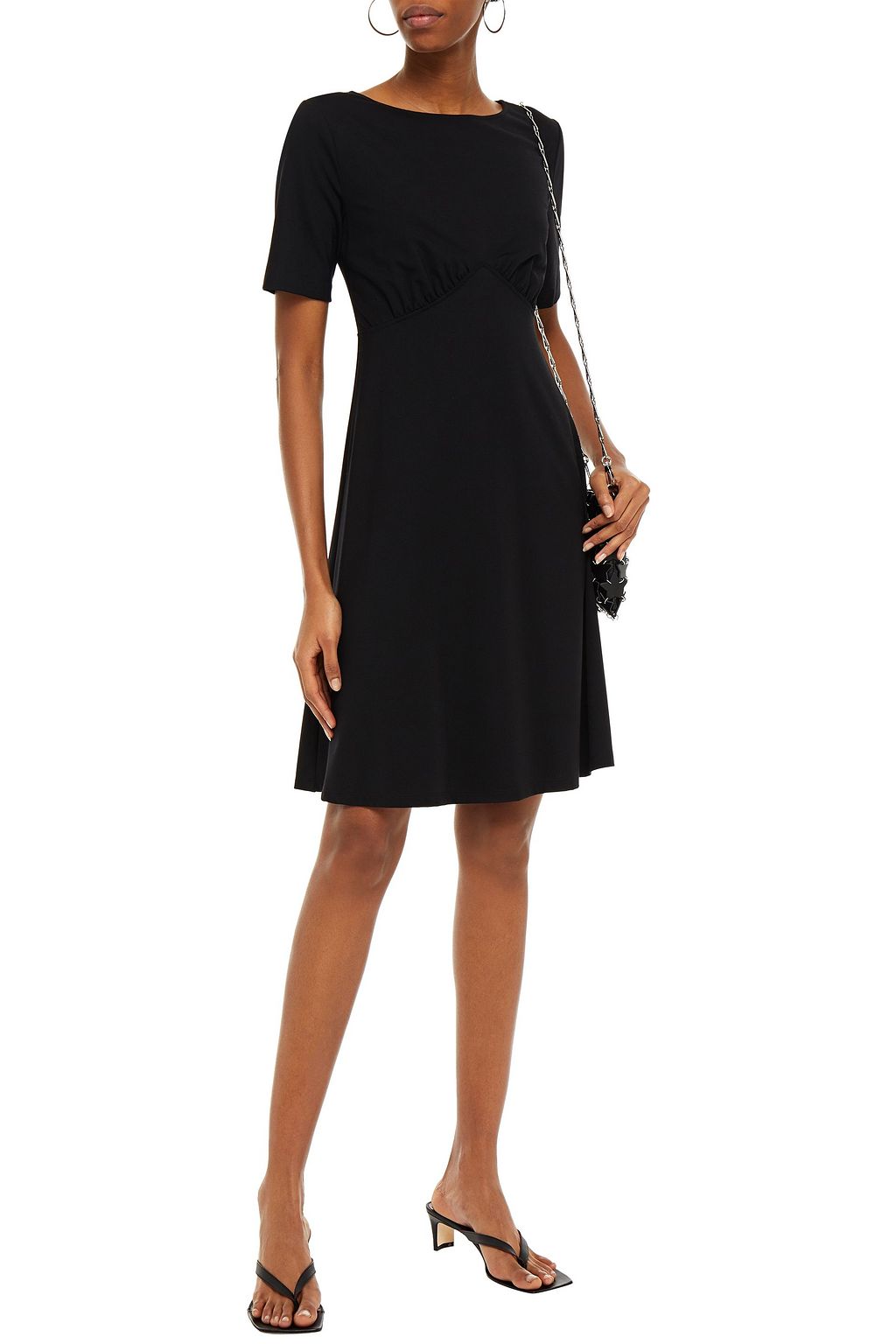 LOVE MOSCHINO Gathered cutout ponte mini dress