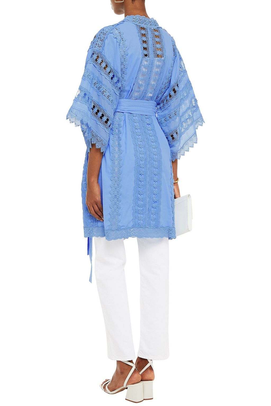 CHARO RUIZ IBIZA Fusa crocheted lace-paneled cotton-blend voile kimono