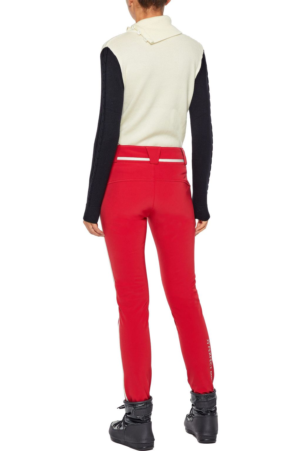 PERFECT MOMENT Super Stripes cable-knit merino wool turtleneck sweater