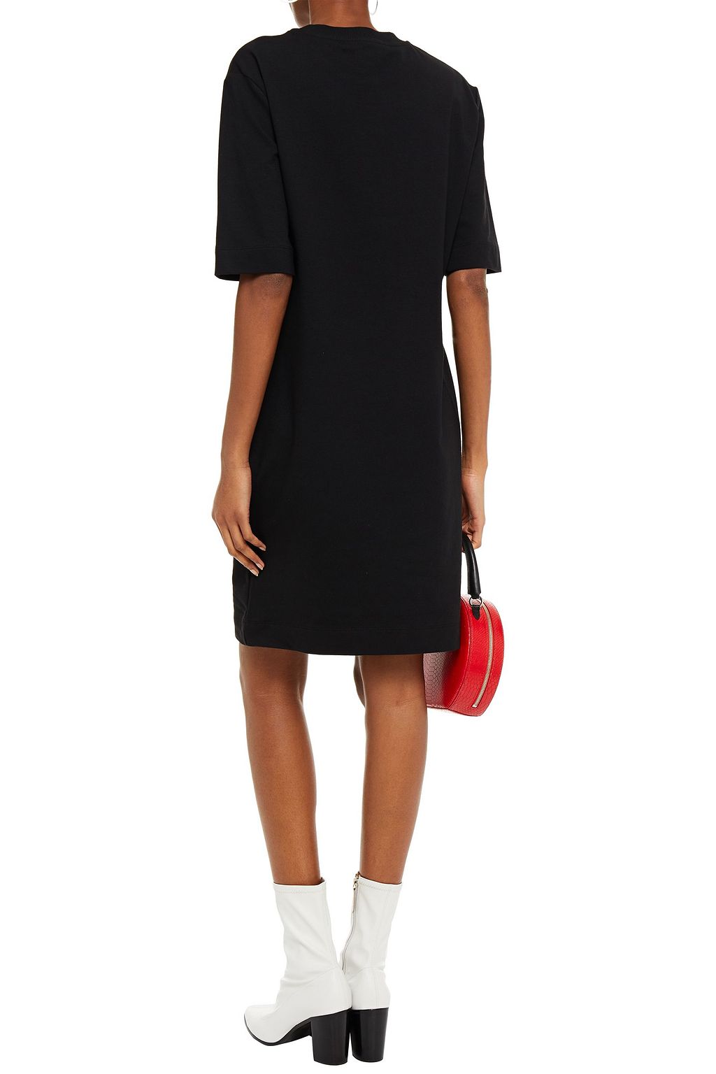 LOVE MOSCHINO Glittered printed French cotton-blend terry dress