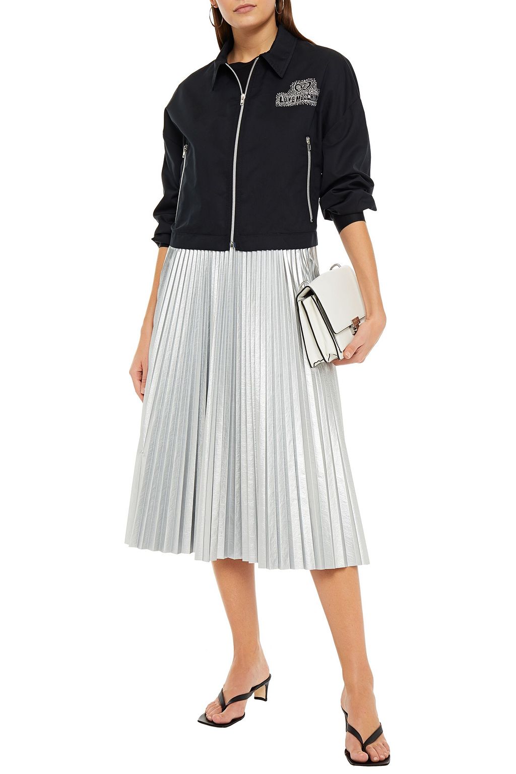 LOVE MOSCHINO Crystal-embellished cotton-blend twill jacket