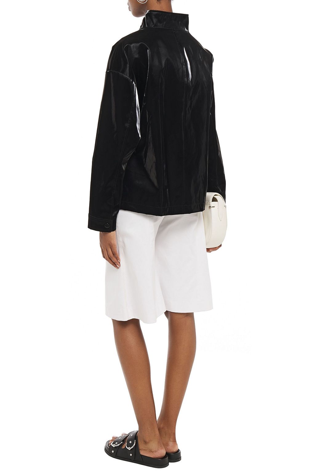 LOVE MOSCHINO Embroidered coated-cotton jacket