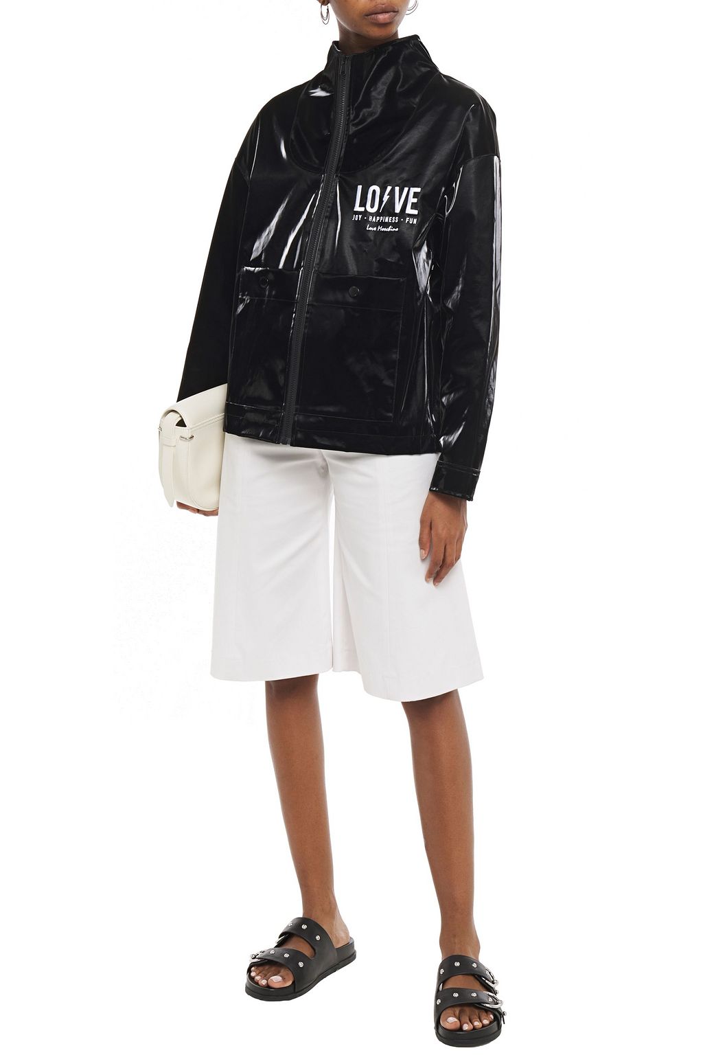 LOVE MOSCHINO Embroidered coated-cotton jacket