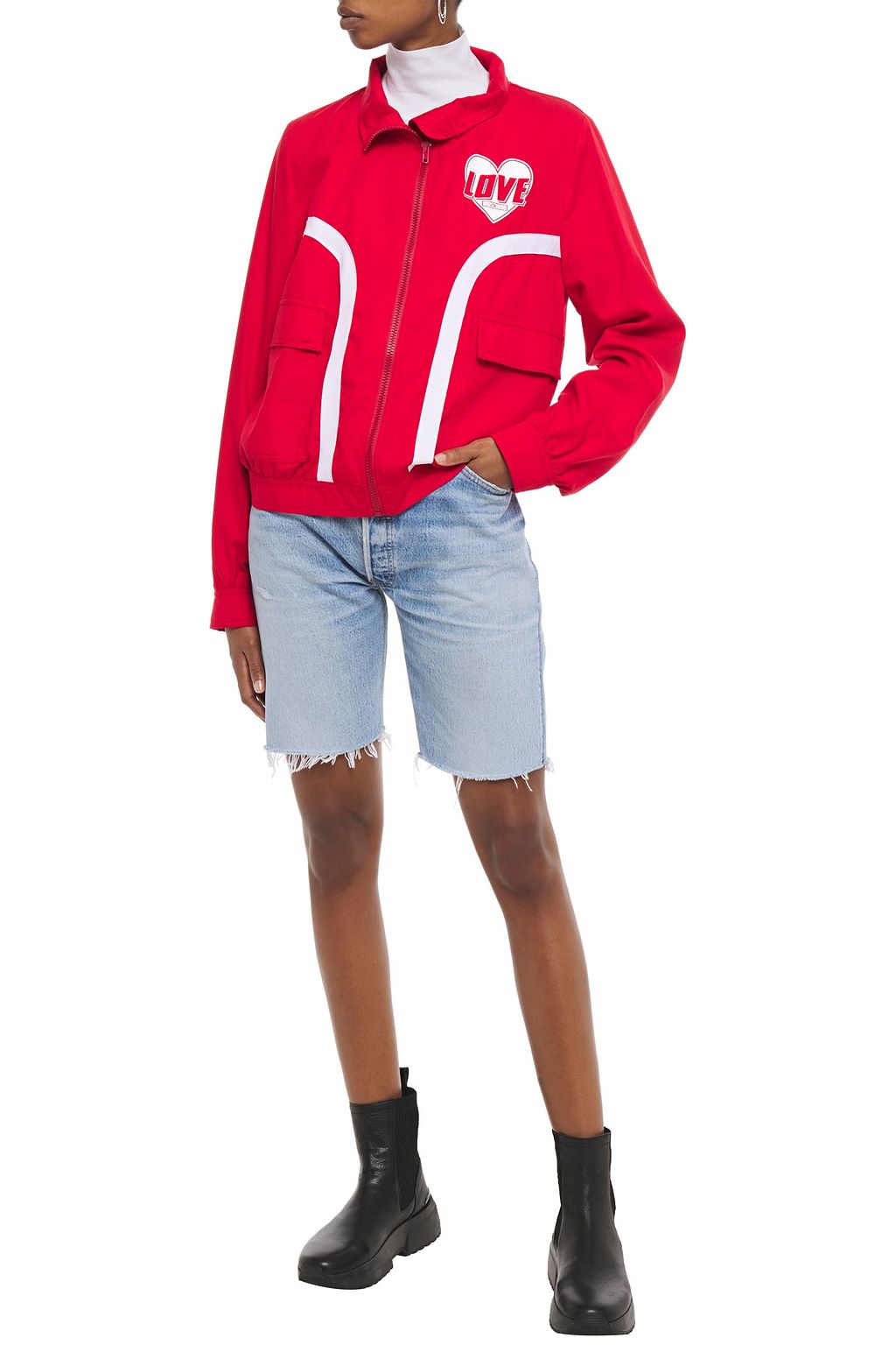 LOVE MOSCHINO Appliquéd twill bomber jacket
