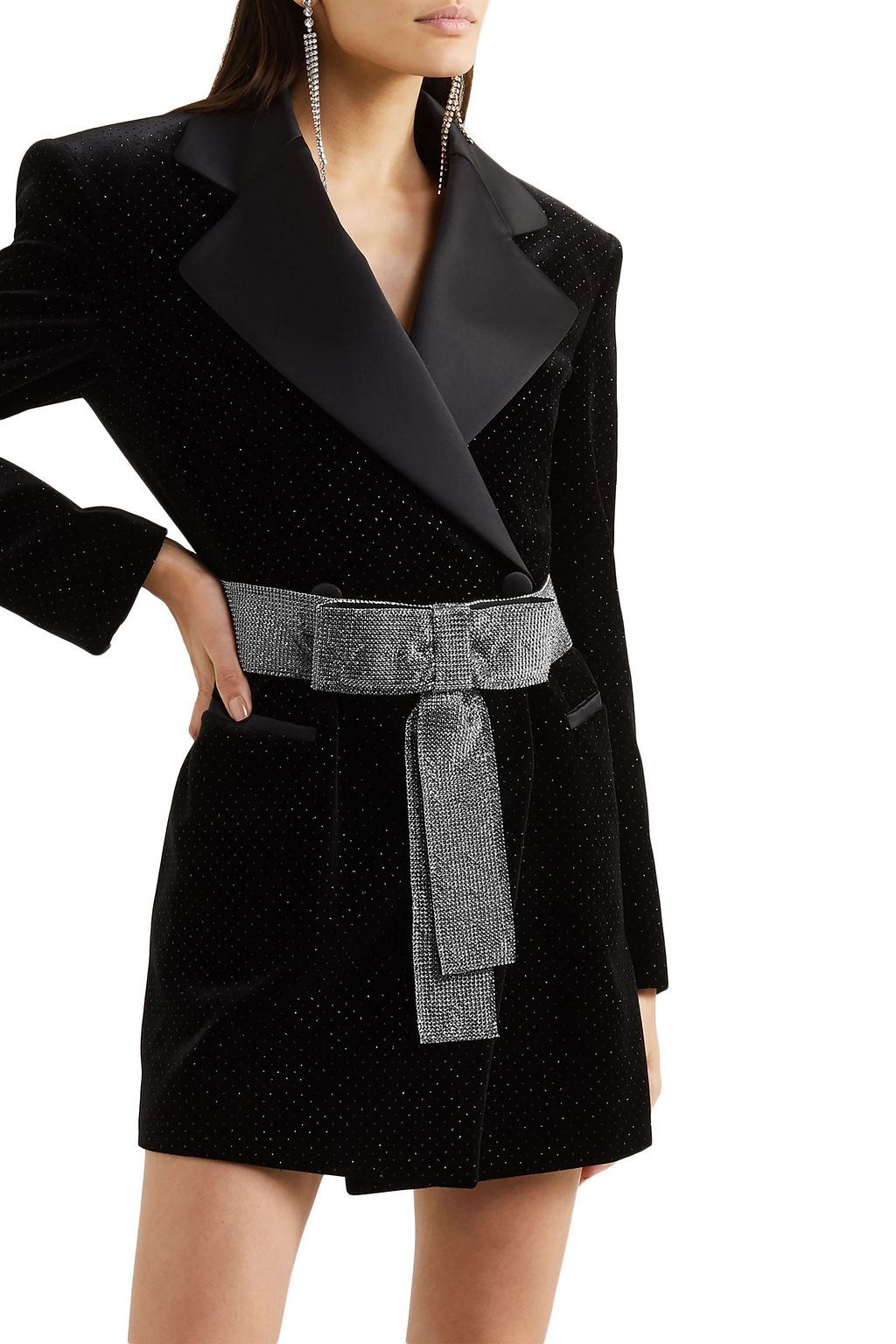 DOLCE&GABBANA Bow-detailed crystal-embellished cotton-blend belt