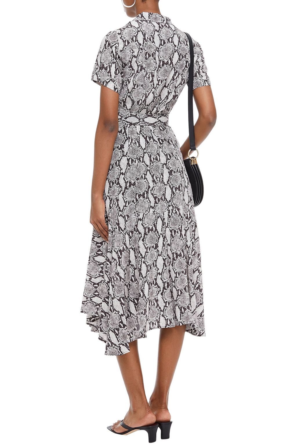 A.L.C. Belted snake-print silk midi dress
