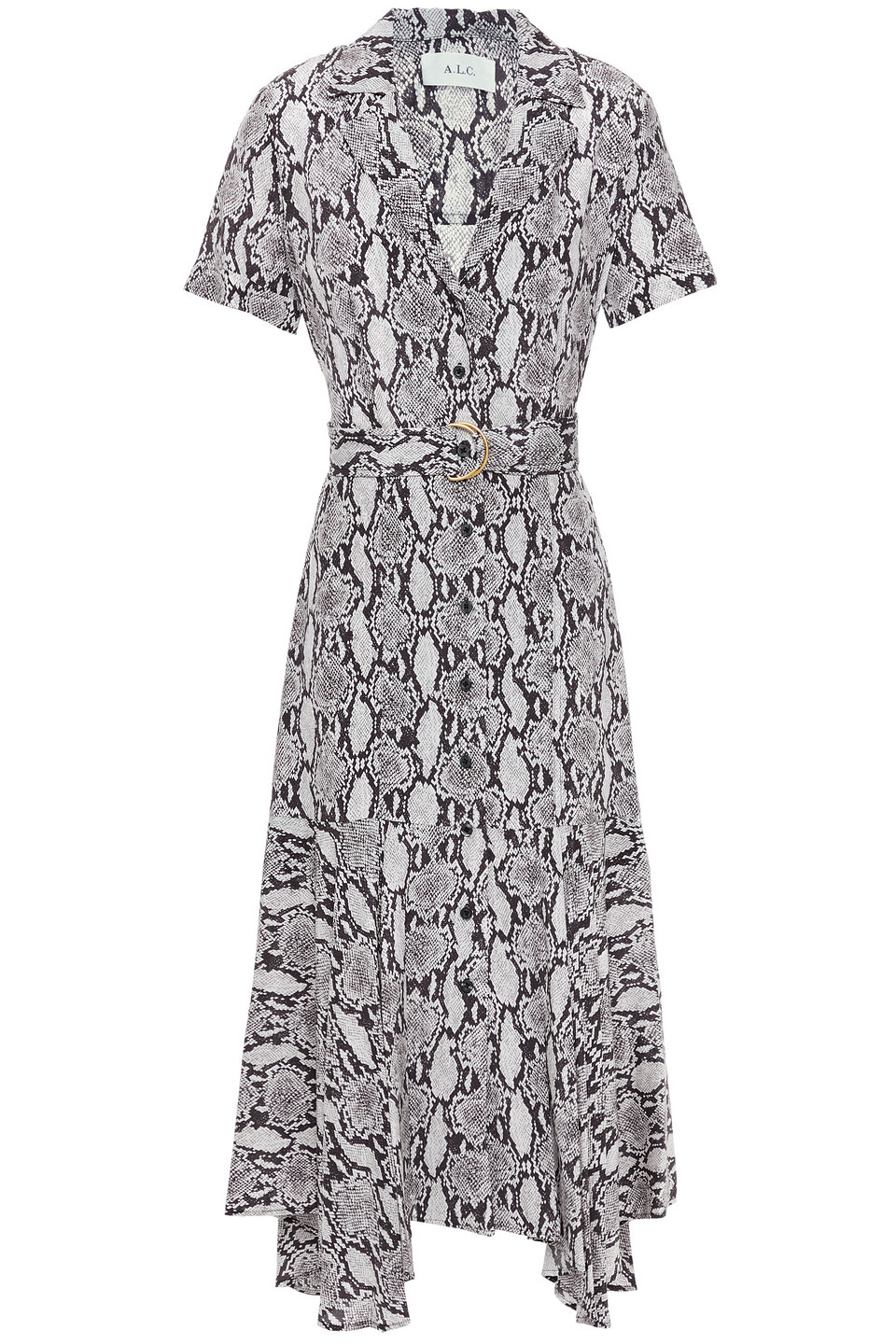 A.l.c. Woman Belted Snake-print Silk Midi Dress Animal Print Size 8