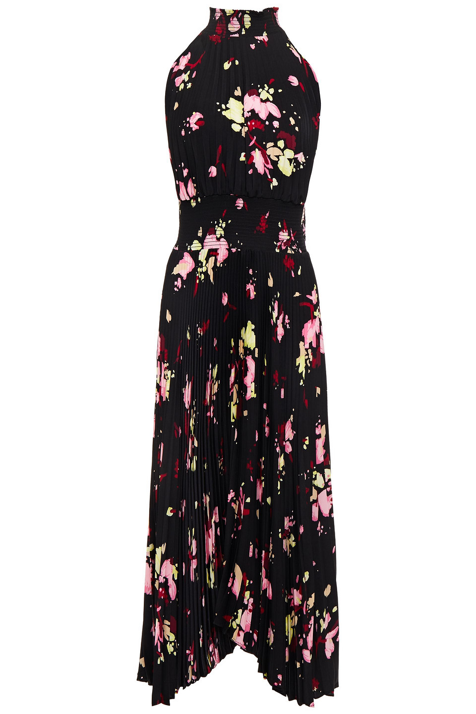 A.l.c. Woman Shirred Floral-print Plissé-woven Midi Dress Black Size 0