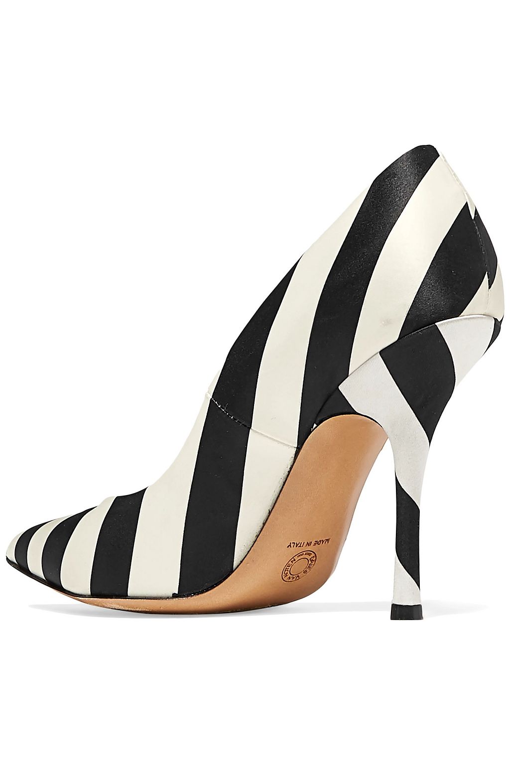 DRIES VAN NOTEN Striped satin pumps