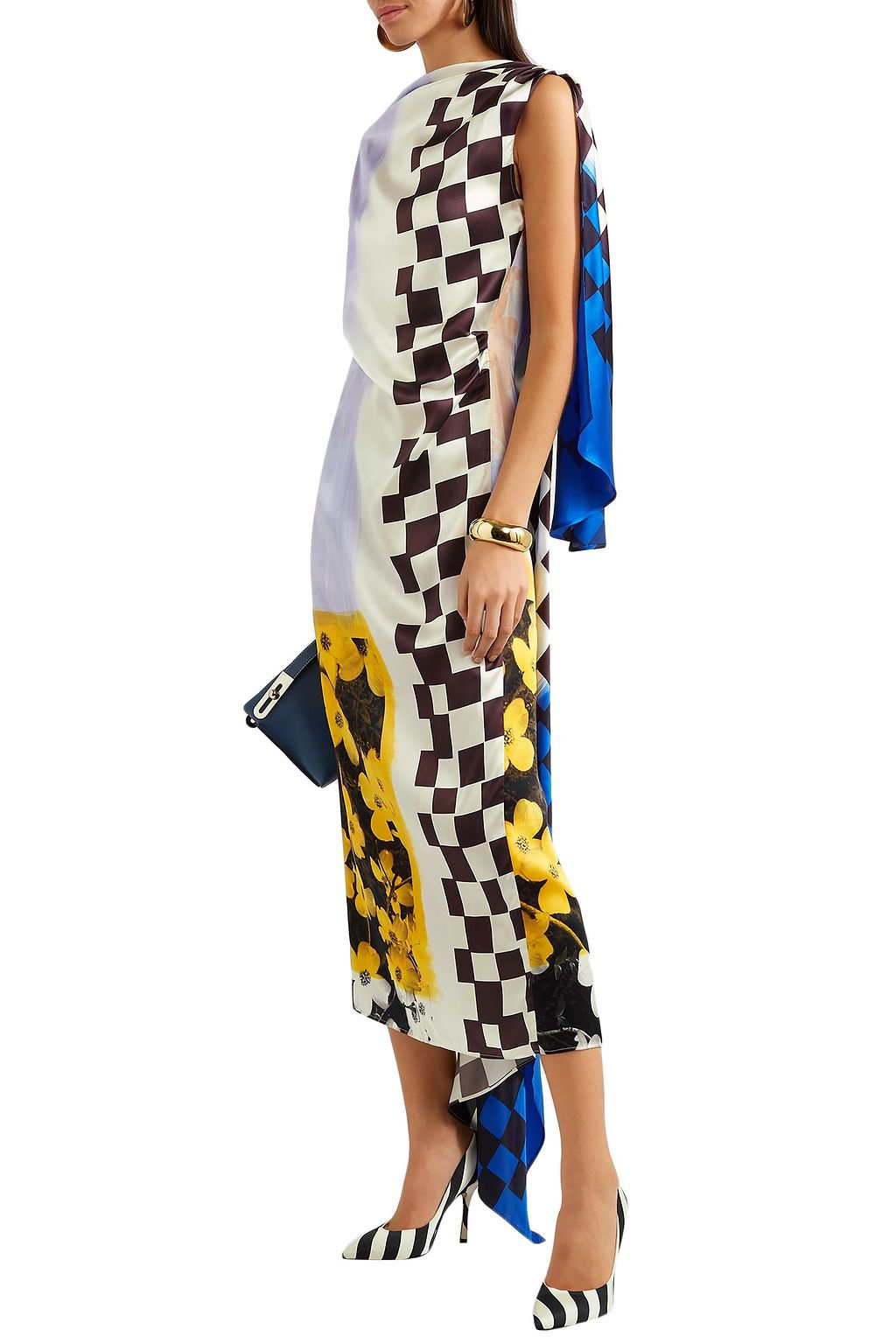 DRIES VAN NOTEN Striped satin pumps