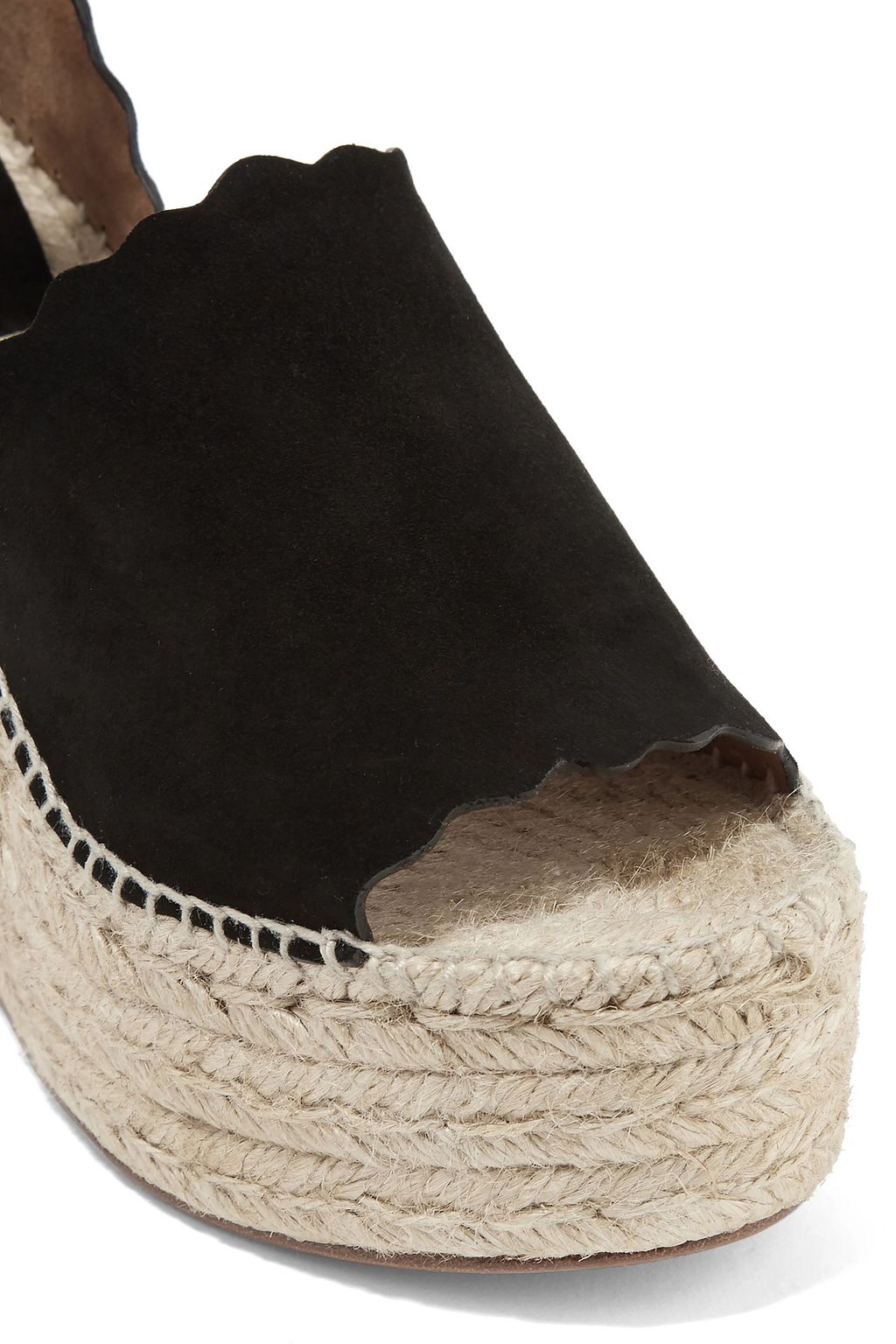 CHLOÉ Lauren scalloped suede espadrille wedge sandals