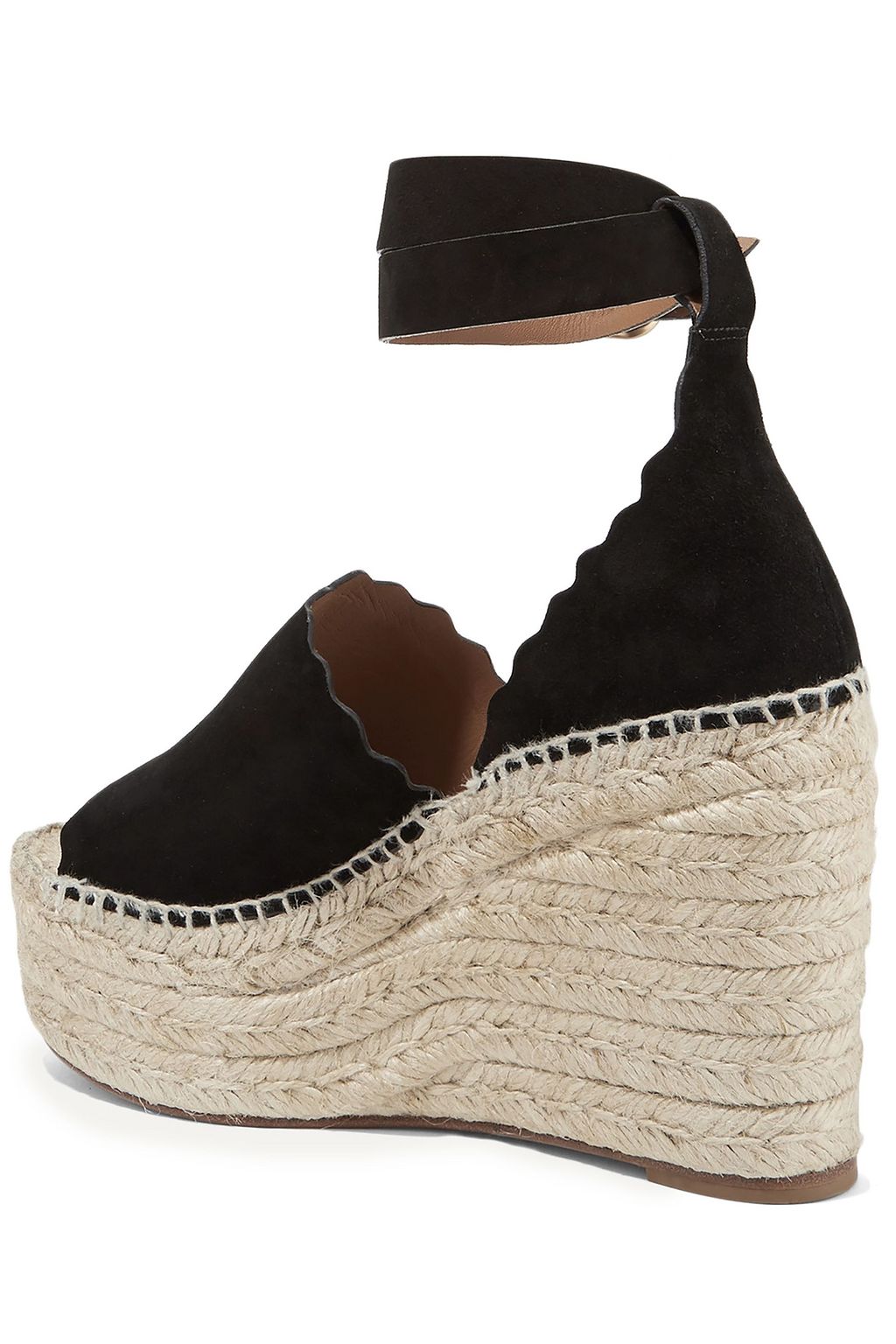 CHLOÉ Lauren scalloped suede espadrille wedge sandals