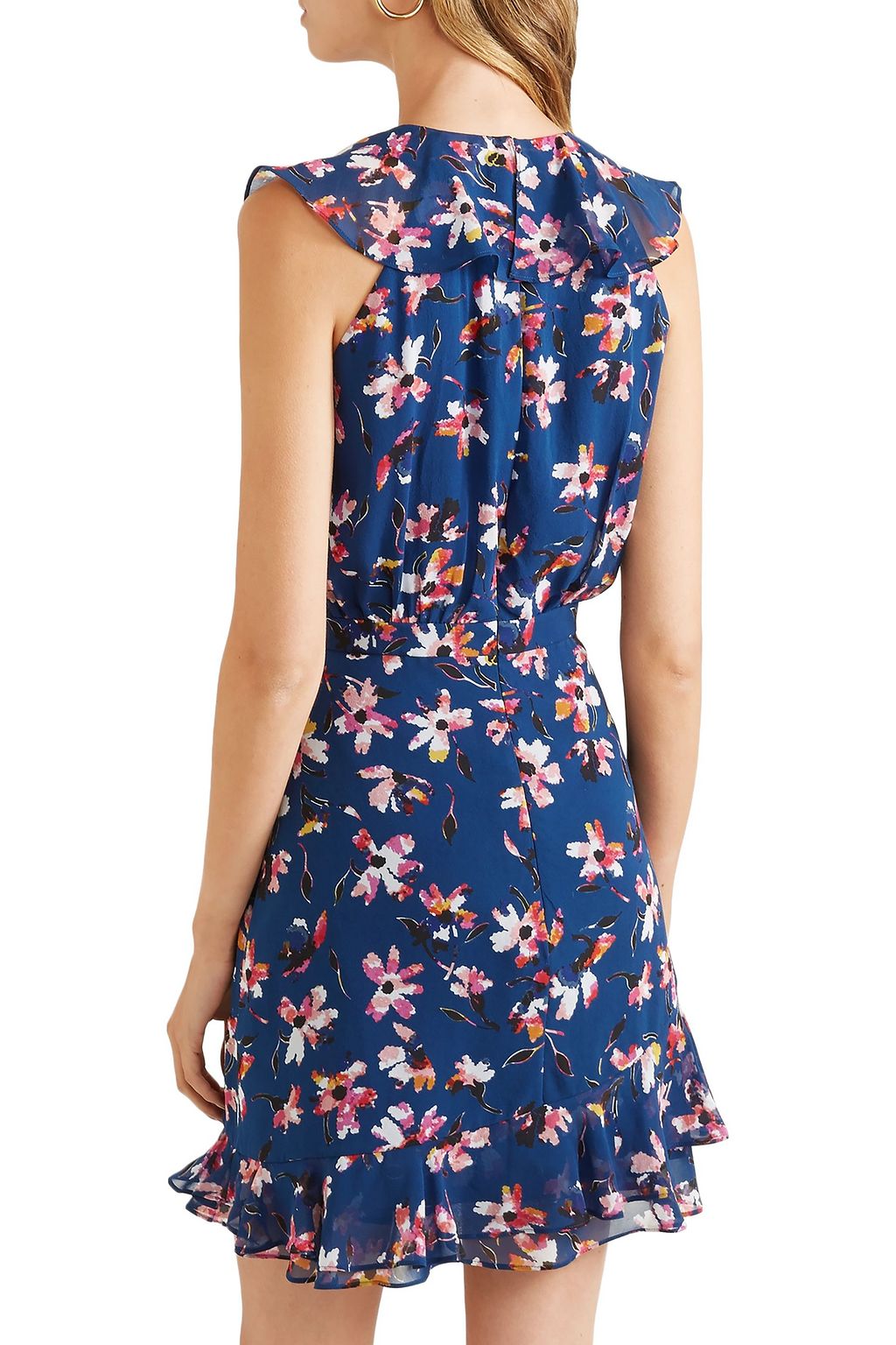 SALONI Cece ruffled floral-print silk-chiffon mini dress