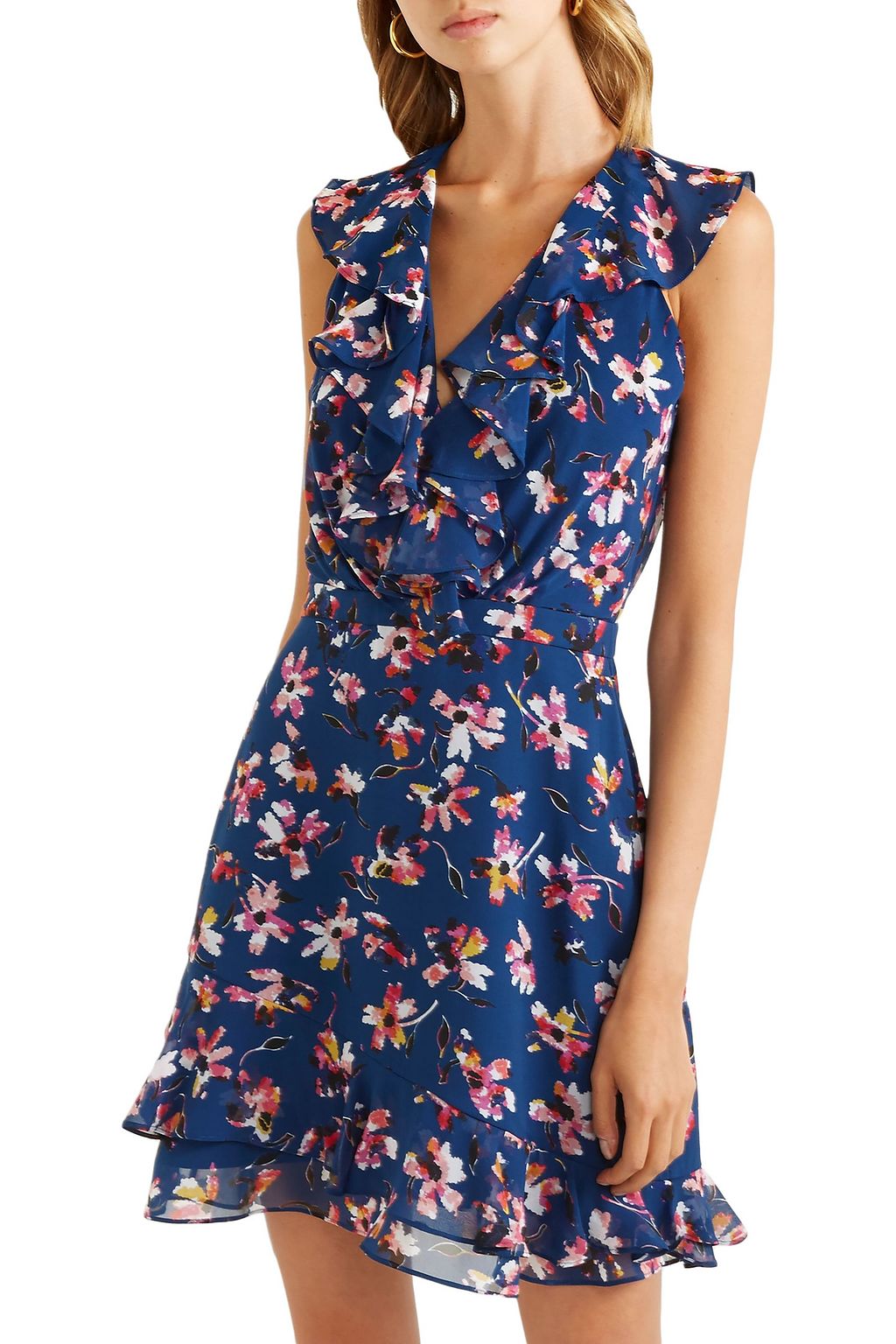 SALONI Cece ruffled floral-print silk-chiffon mini dress