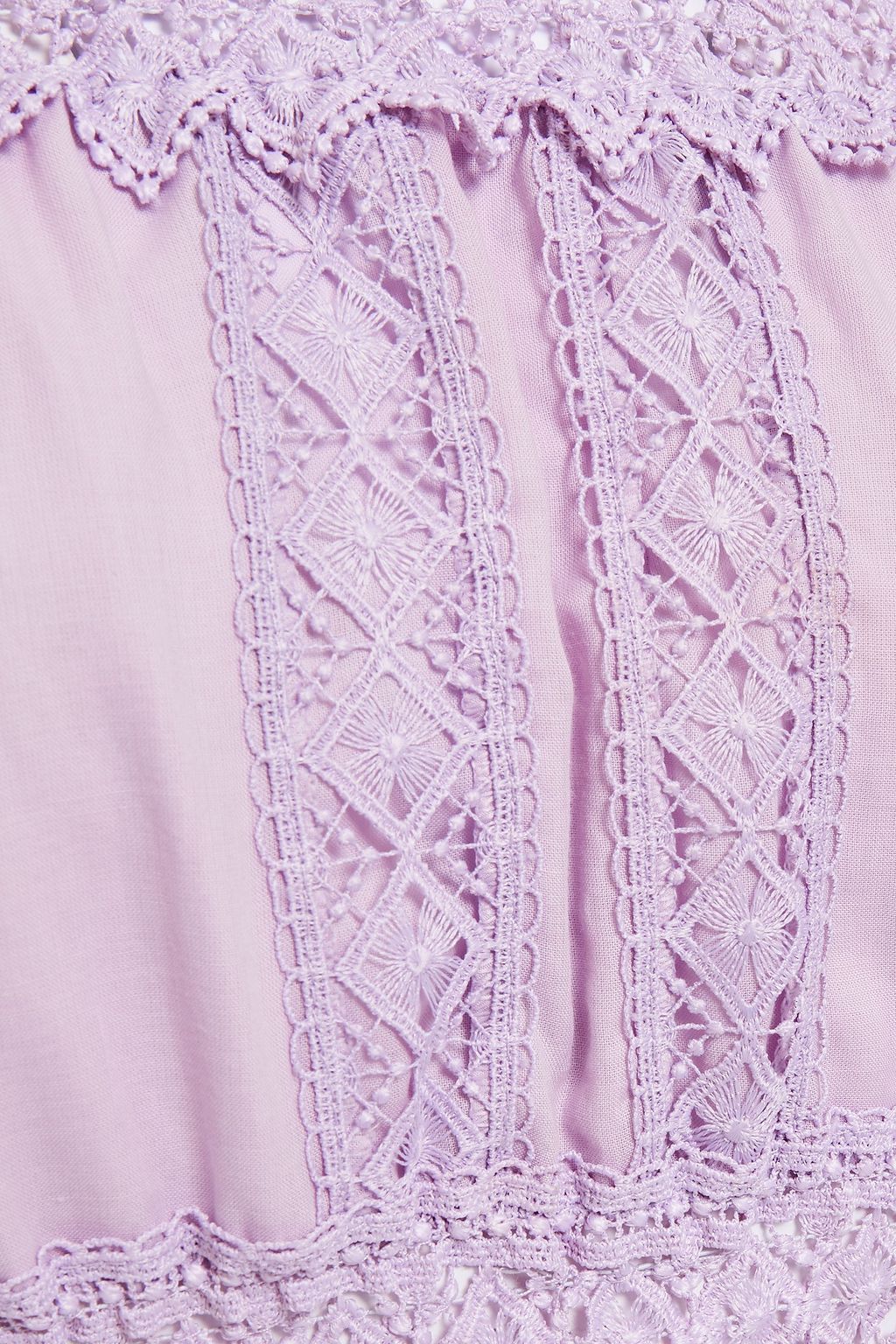CHARO RUIZ IBIZA Atria cropped off-the-shoulder crocheted lace and cotton-blend voile top