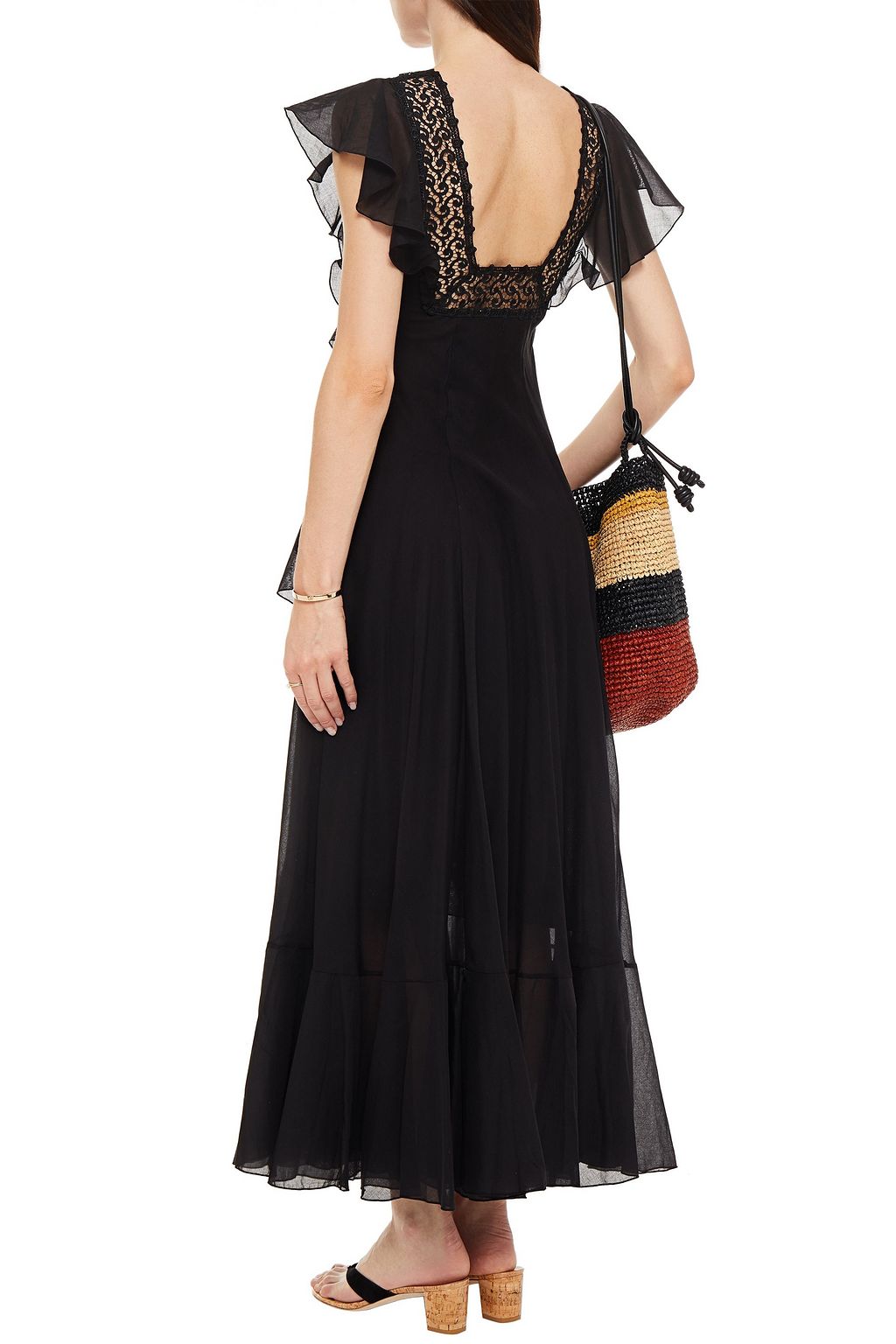 CHARO RUIZ IBIZA Lola ruffled crocheted lace and cotton-blend voile maxi dress