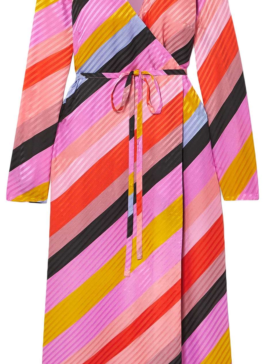 striped silk-jacquard wrap dress