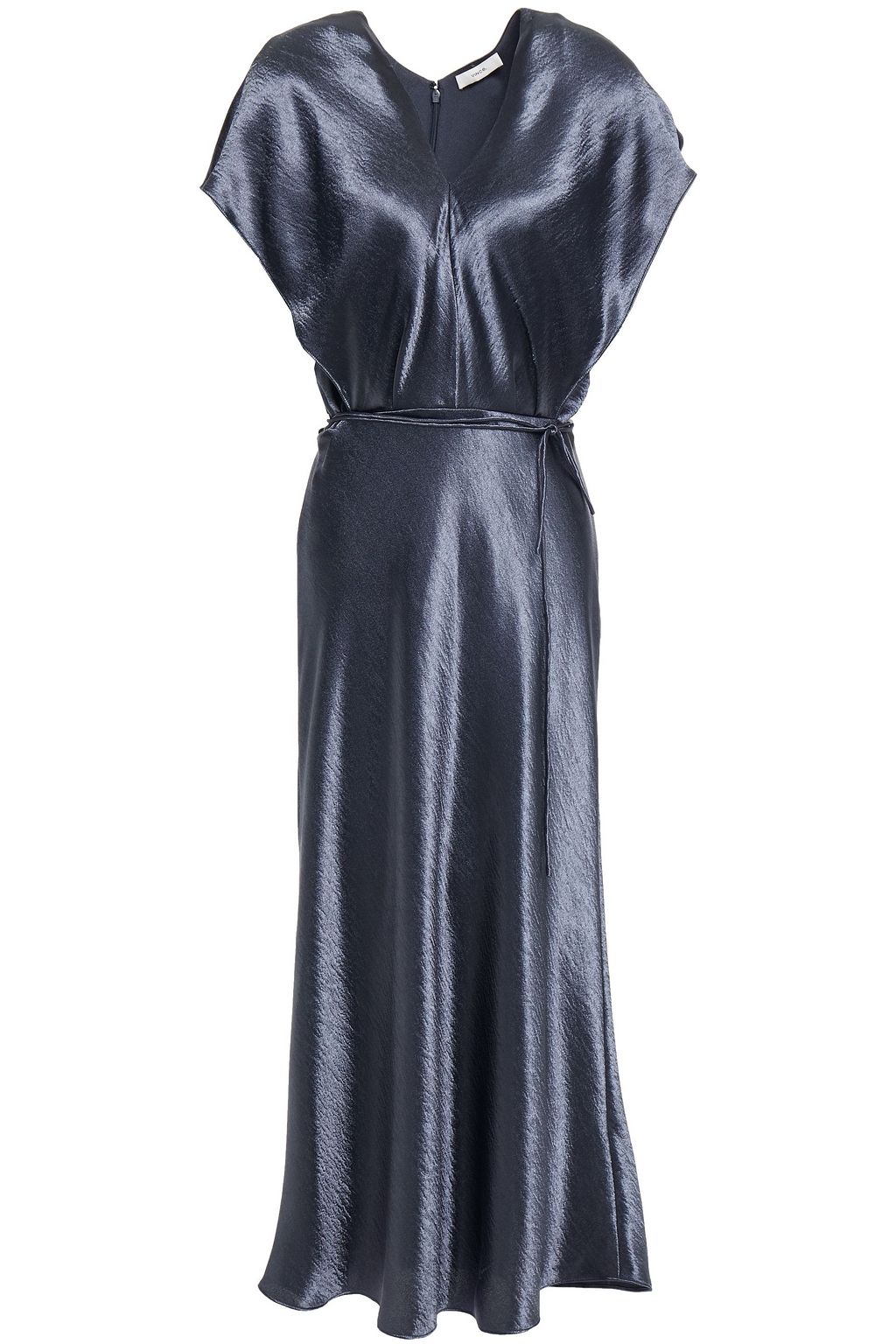 スレートブルー ベルト付き サテンクレープ ミディワンピース The Outnet Vince The Outnet