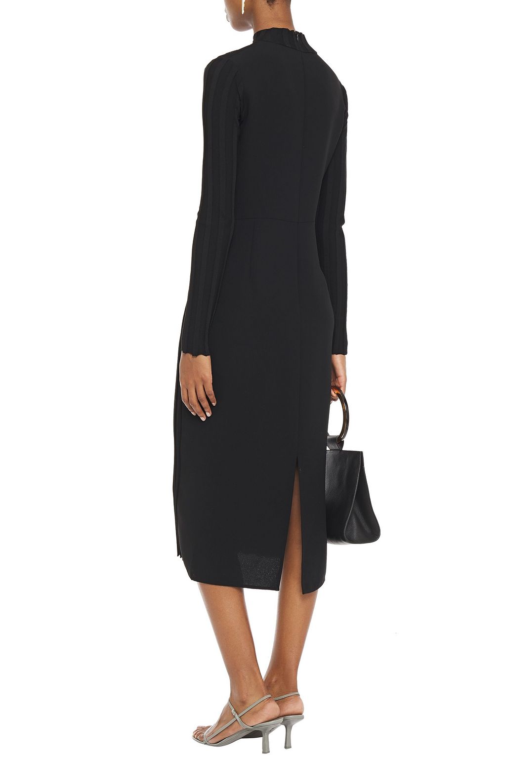 VINCE. Paneled stretch-knit and crepe midi dress