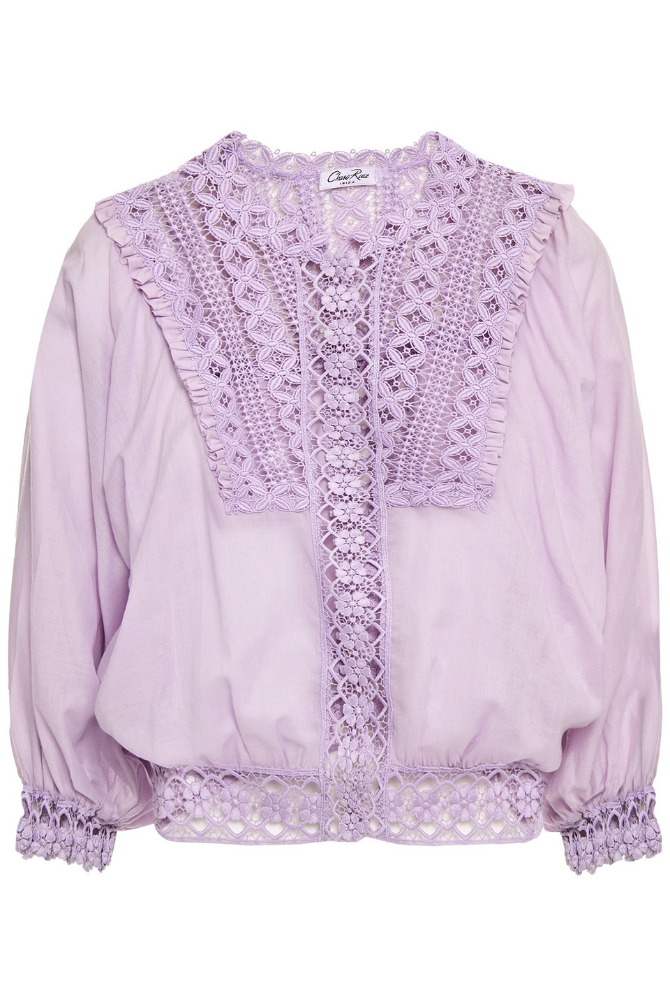 Charo Ruiz Ibiza Woman Cala Crocheted Lace And Cotton-blend Voile Blouse Lilac Size L