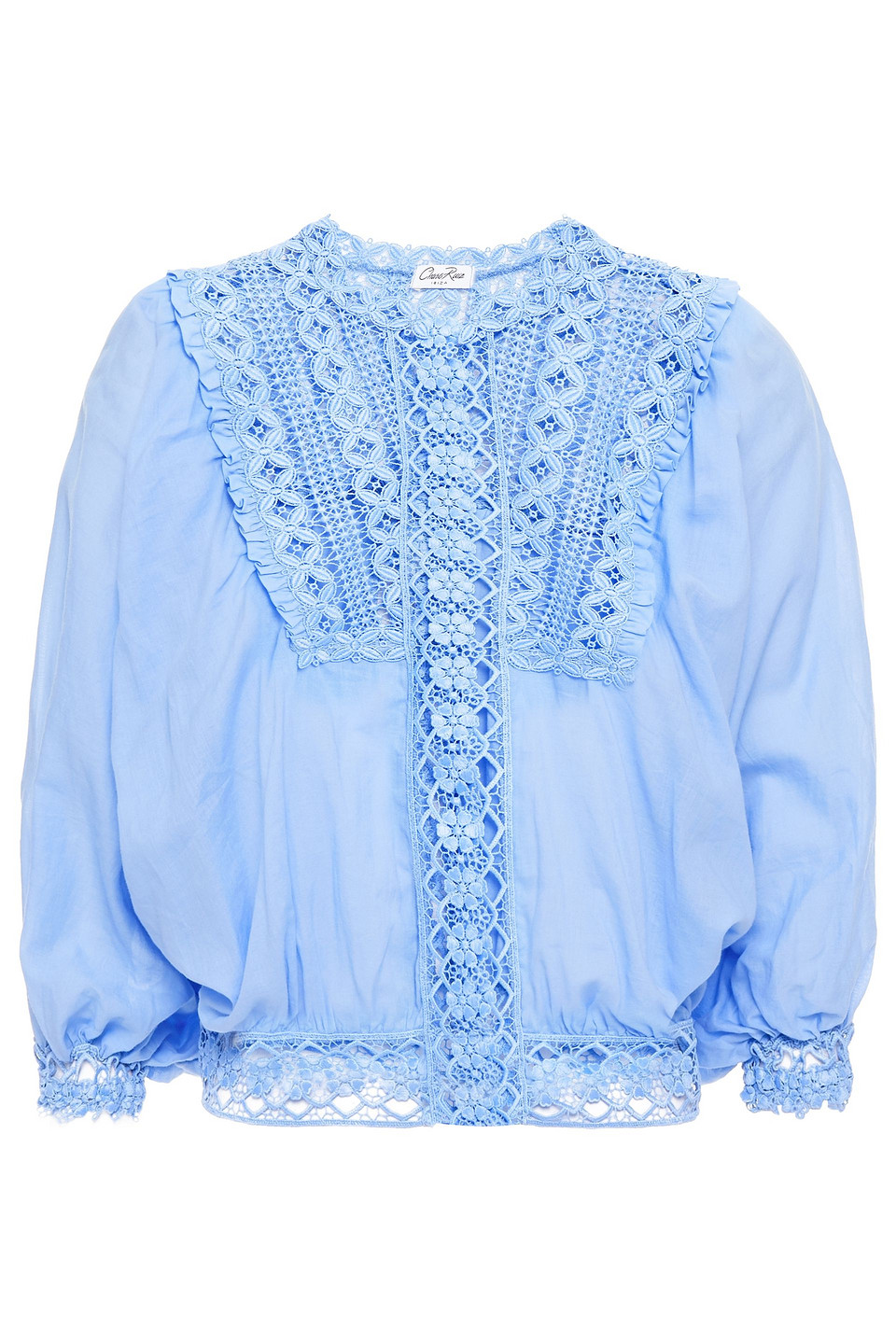 Charo Ruiz Ibiza Woman Cala Crocheted Lace And Cotton-blend Voile Blouse Light Blue Size M