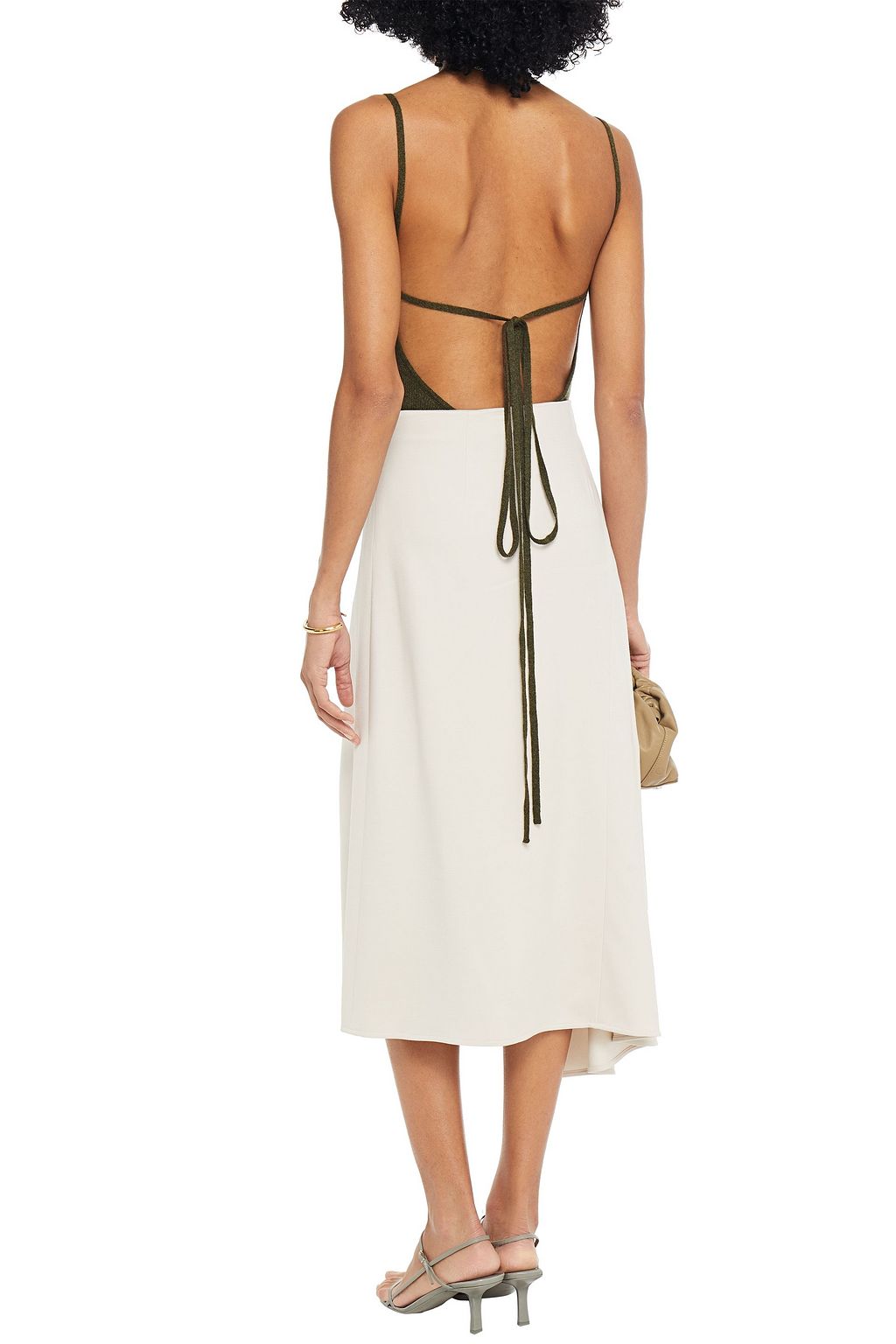 VINCE. Asymmetric stretch-twill midi skirt