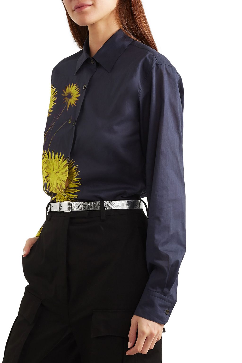 DRIES VAN NOTEN Metallic crinkled-leather belt