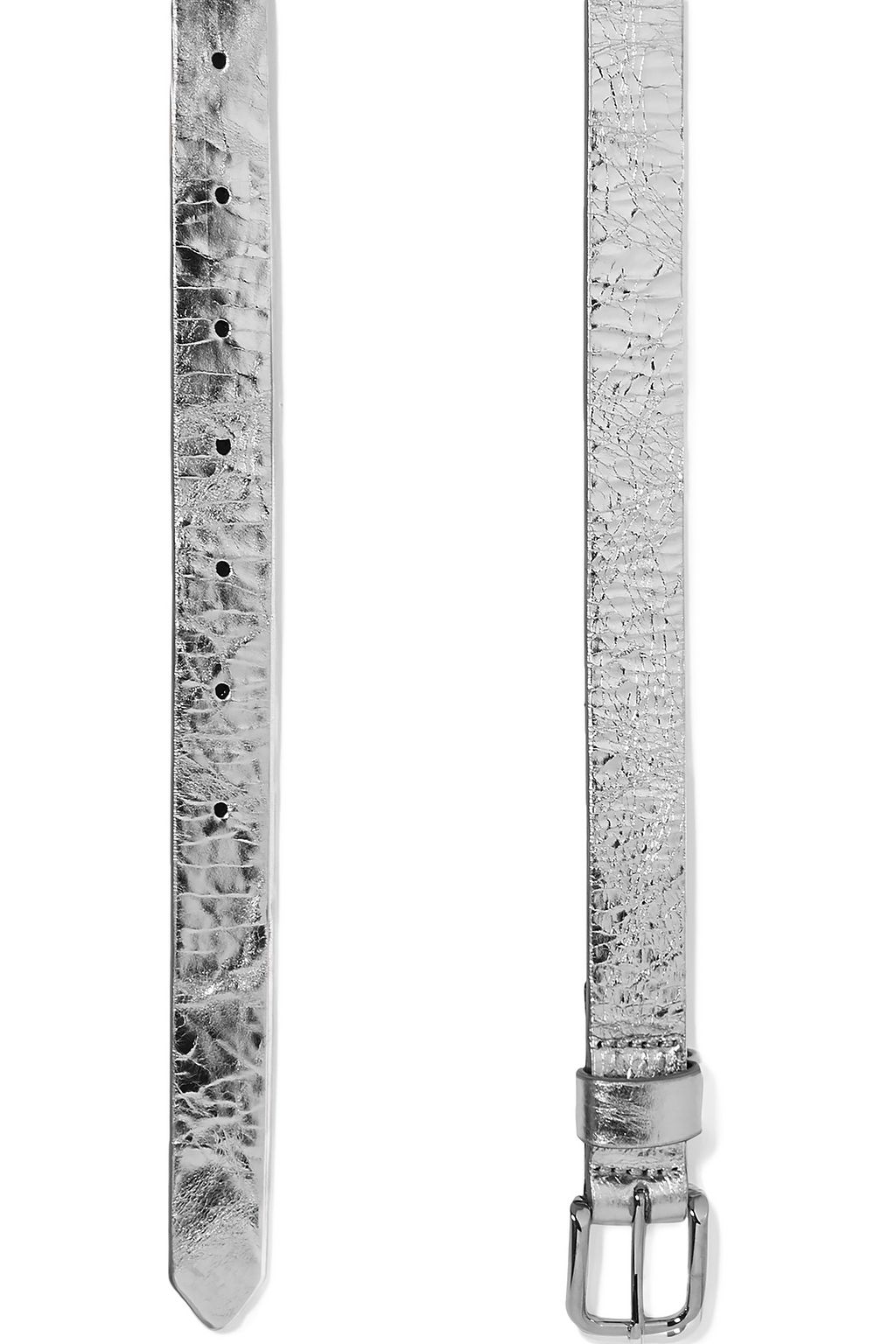 DRIES VAN NOTEN Metallic crinkled-leather belt