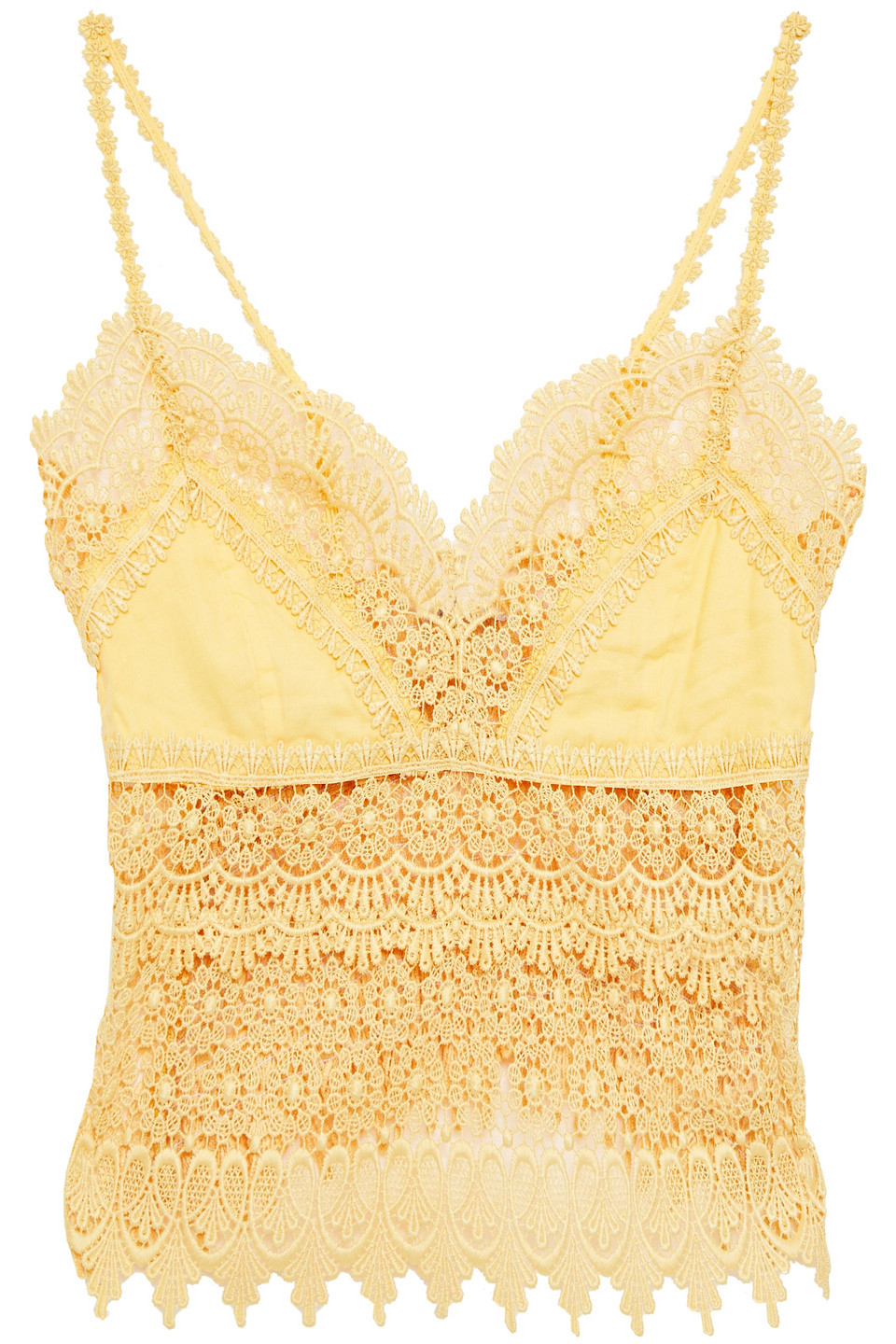 Charo Ruiz Ibiza Woman Daba Crocheted Lace-paneled Cotton-blend Voile Top Marigold Size L