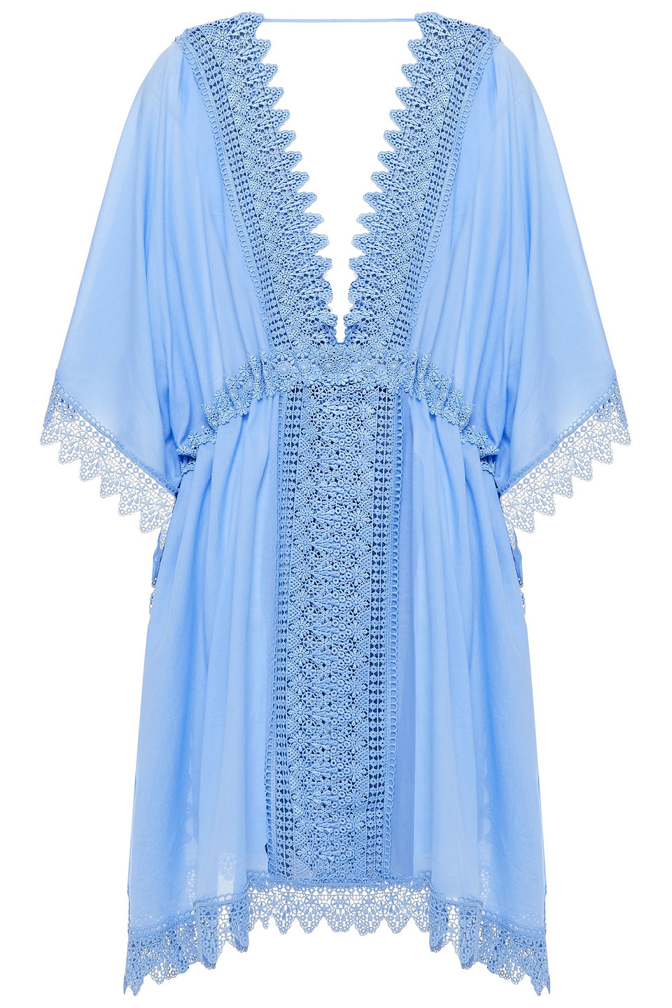Charo Ruiz Ibiza Woman Lina Crocheted Lace And Cotton-blend Voile Dress Light Blue Size XL
